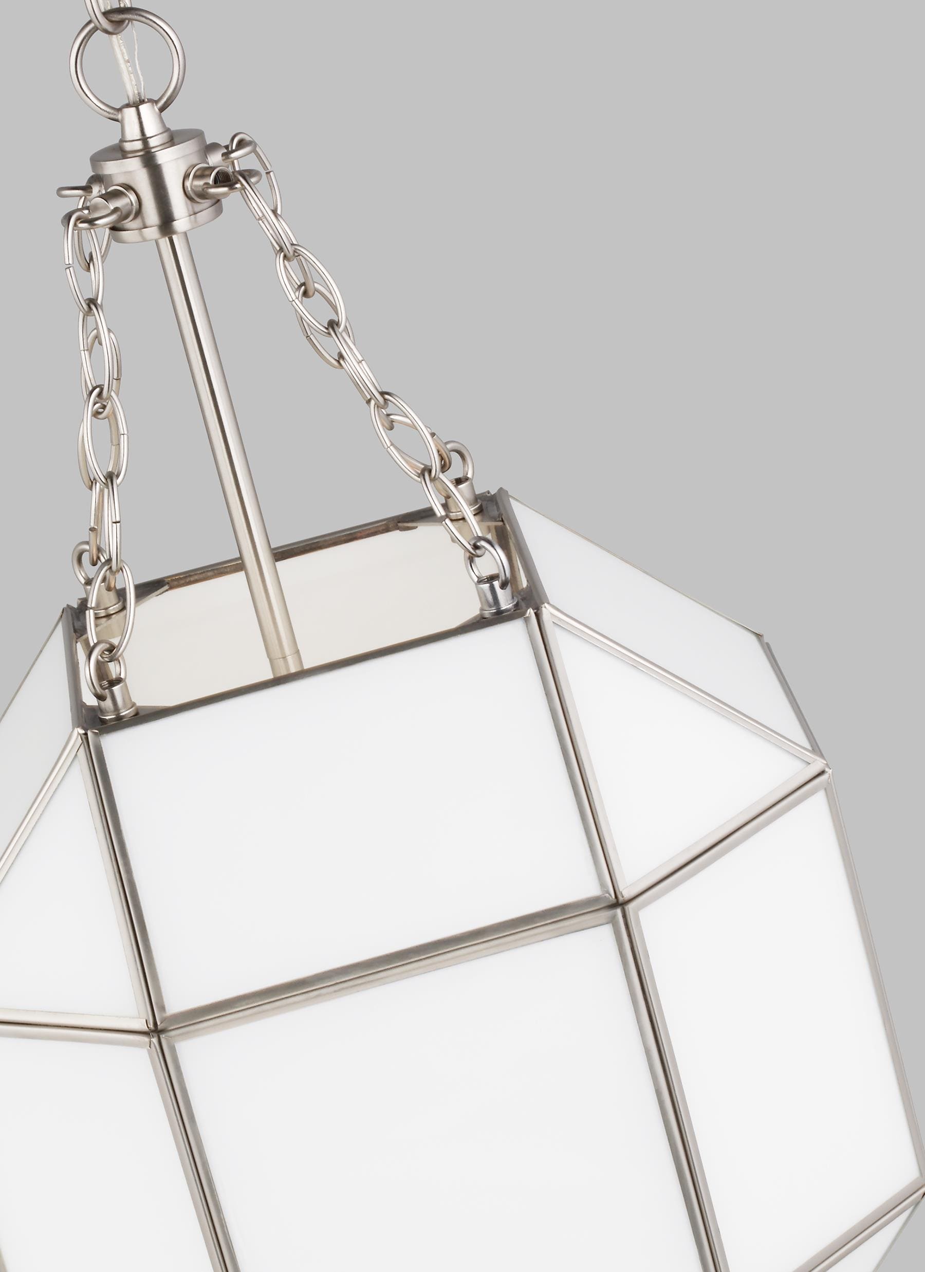 Clark Contemporary Brushed Nickel & Glass Indoor/Outdoor Lantern