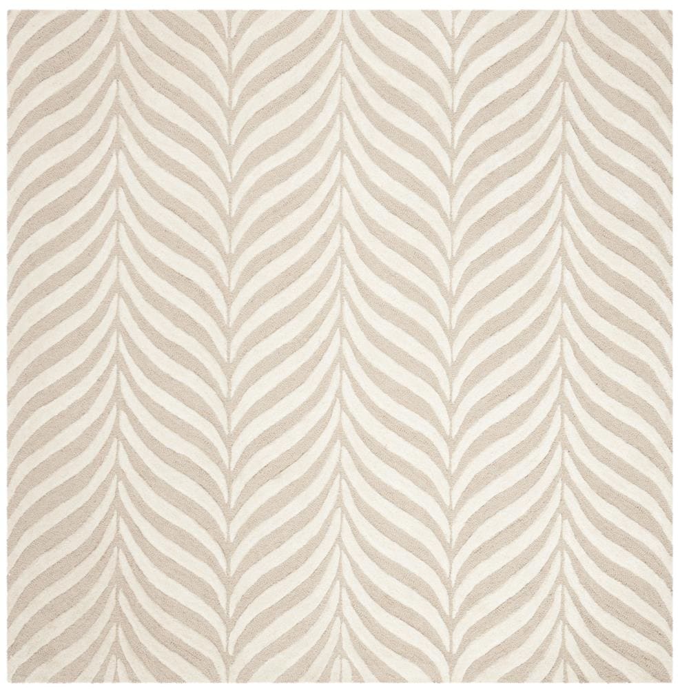 Safavieh BEL135A-5SQ Bella Sireli 5 x 5 (ft) Tufted Wool Sand/Ivory Square Indoor Abstract Area rug