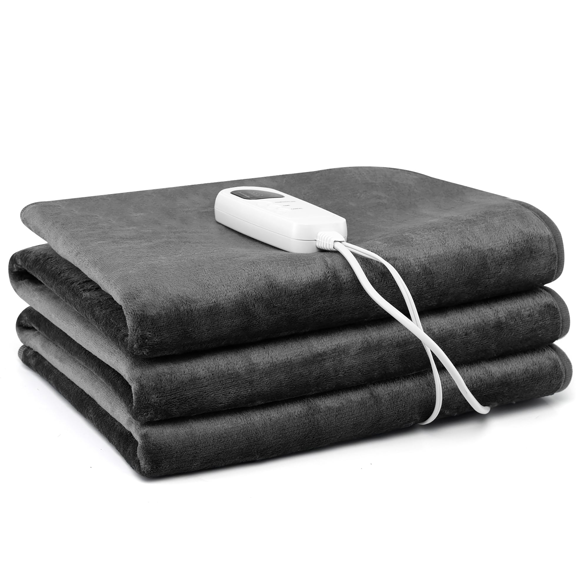 Costway  71 inches x 30 inches Heated Mattress Pad Twin Massage Table Warmer with 5 Heat Settings Gray