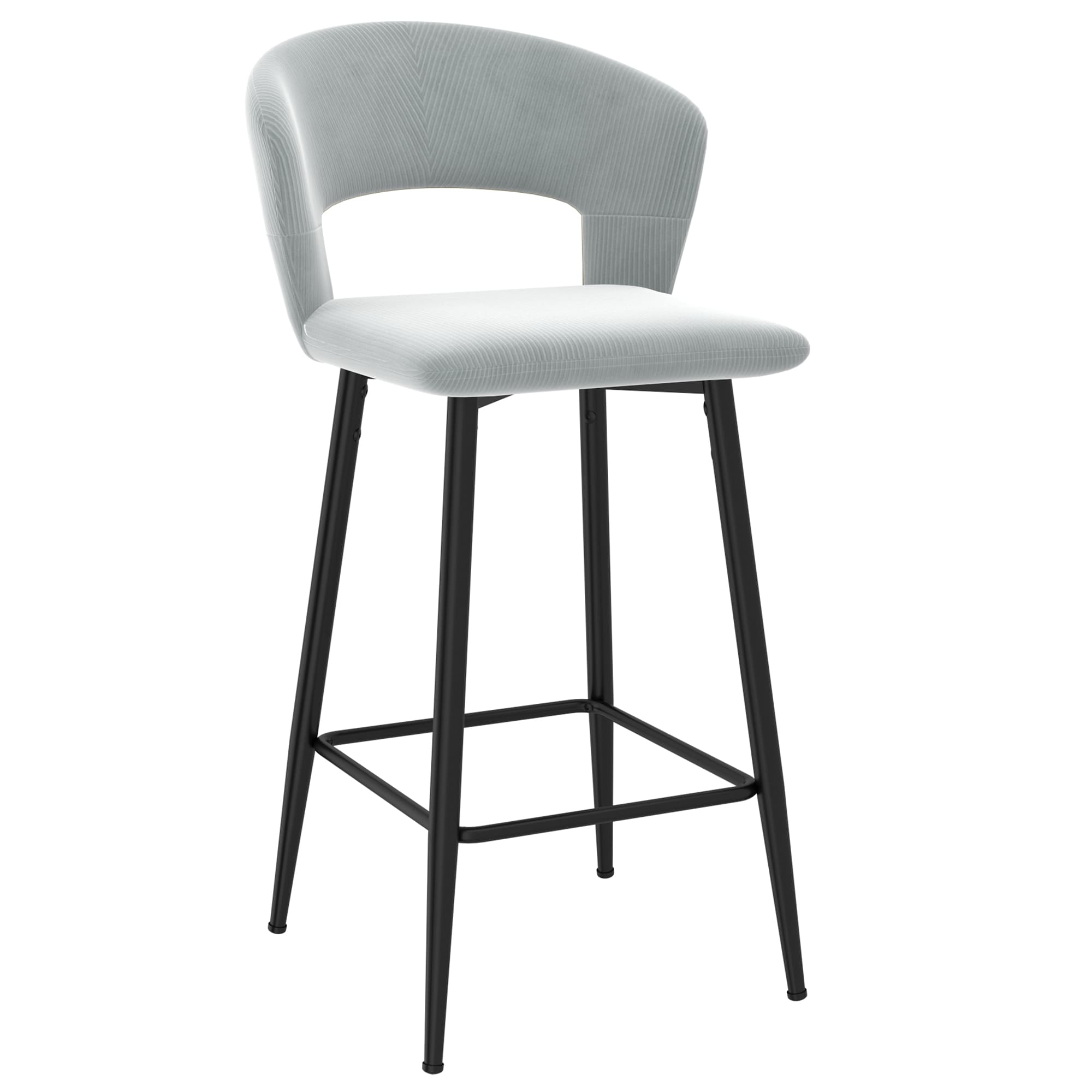 Worldwide Homefurnishings 203-532LGY 2 -Set Light grey 38.5-Inches H Tall Square seat Upholstered Metal Bar Stool and Back