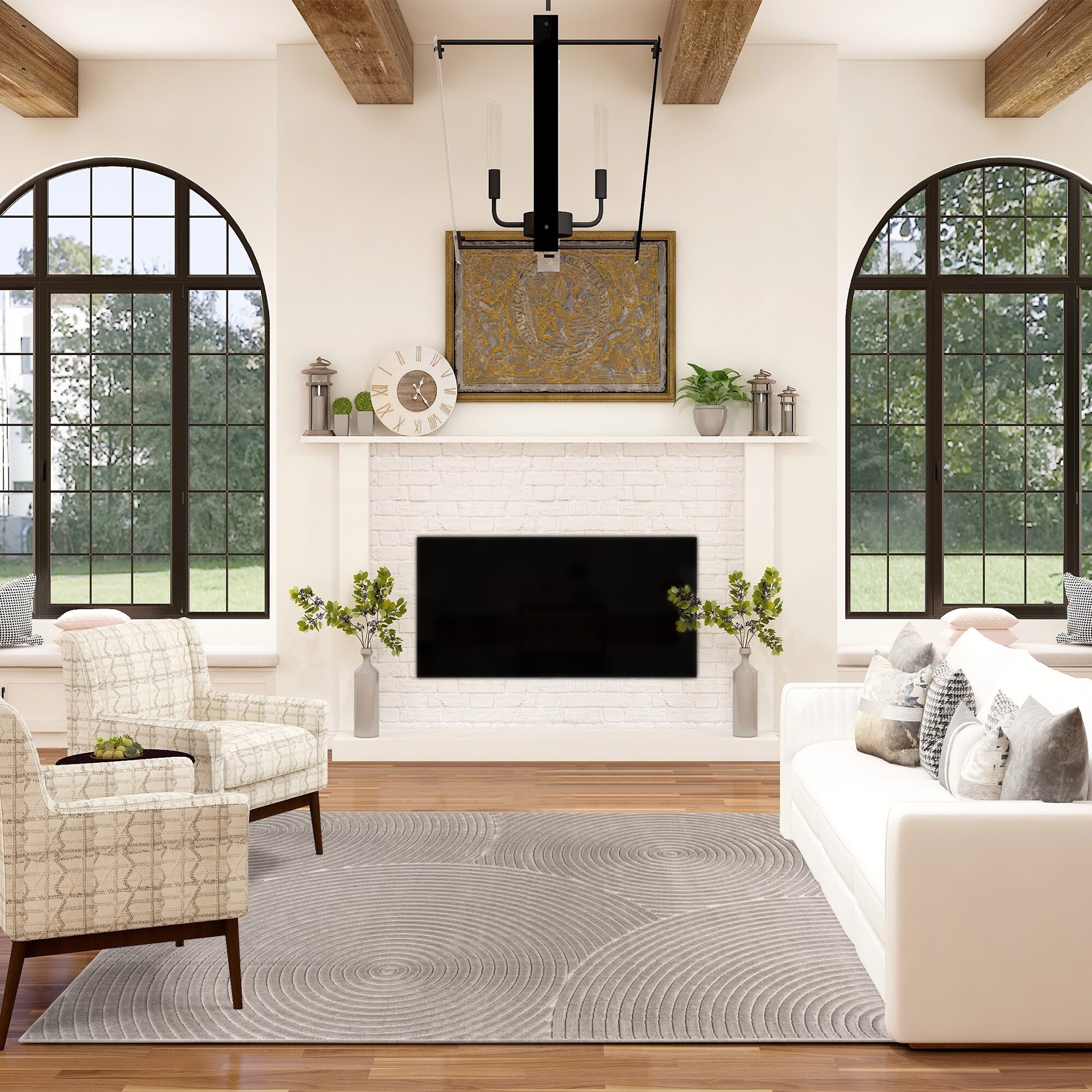 GERTMENIAN 23406 Conway Grasse 9 x 13 (ft) Polypropylene Gray Rectangular Indoor Geometric Area rug