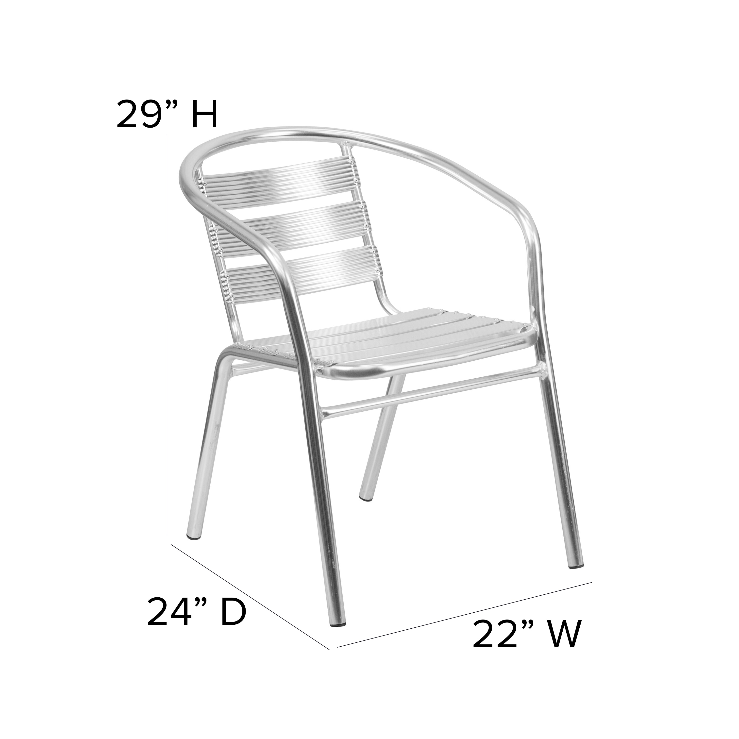 Sleek Silver Aluminum Indoor-Outdoor Dining Chair with Ladder Back