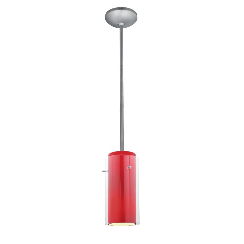 Access Lighting 28033-3R-BS/CLRD Glassn Glass Cylinder 1 -Light Brushed Steel Modern/contemporary Geometric Mini Hanging Pendant light