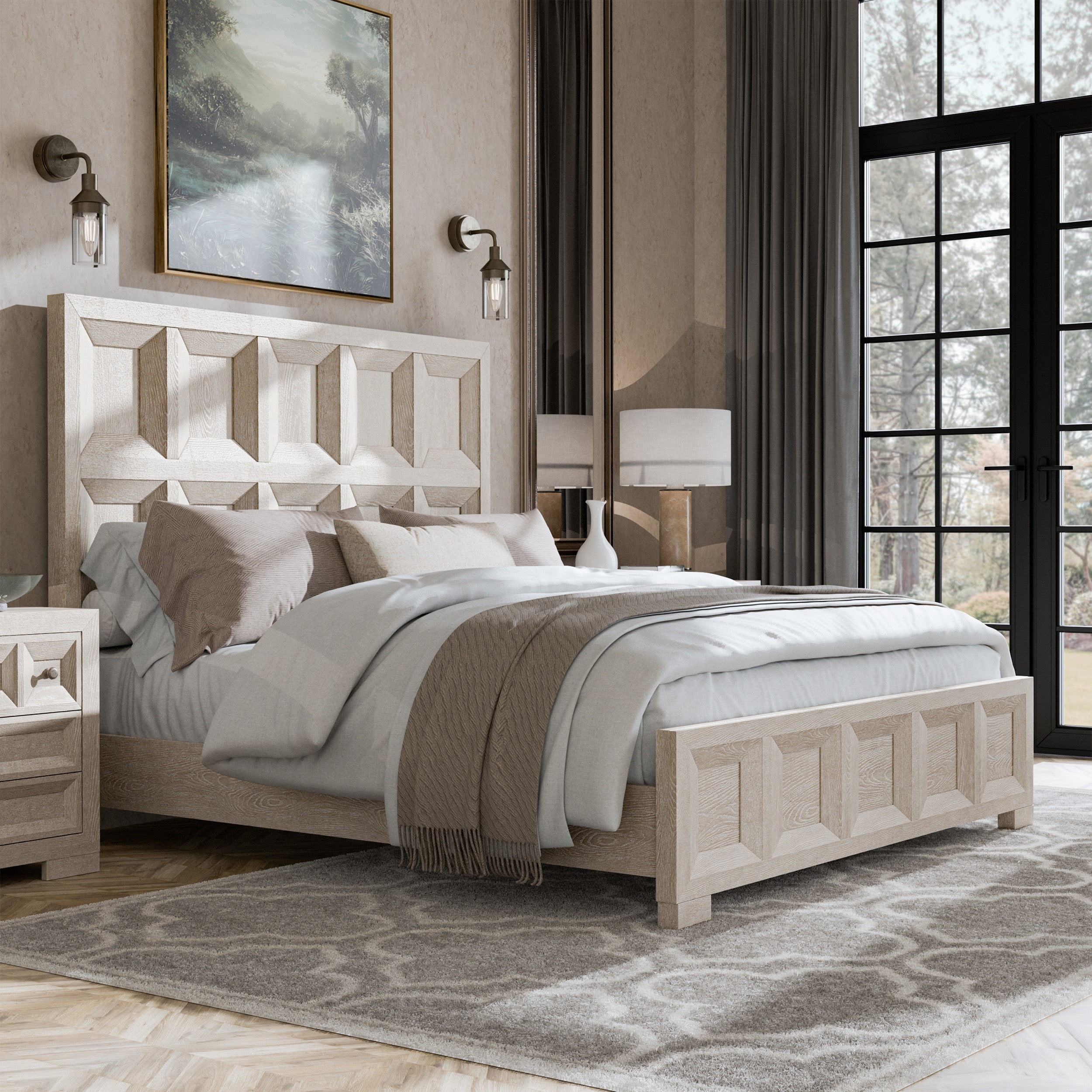 Furniture of America IDF-79011NT-Q Flonnin Tawny Queen Wood Panel Bed