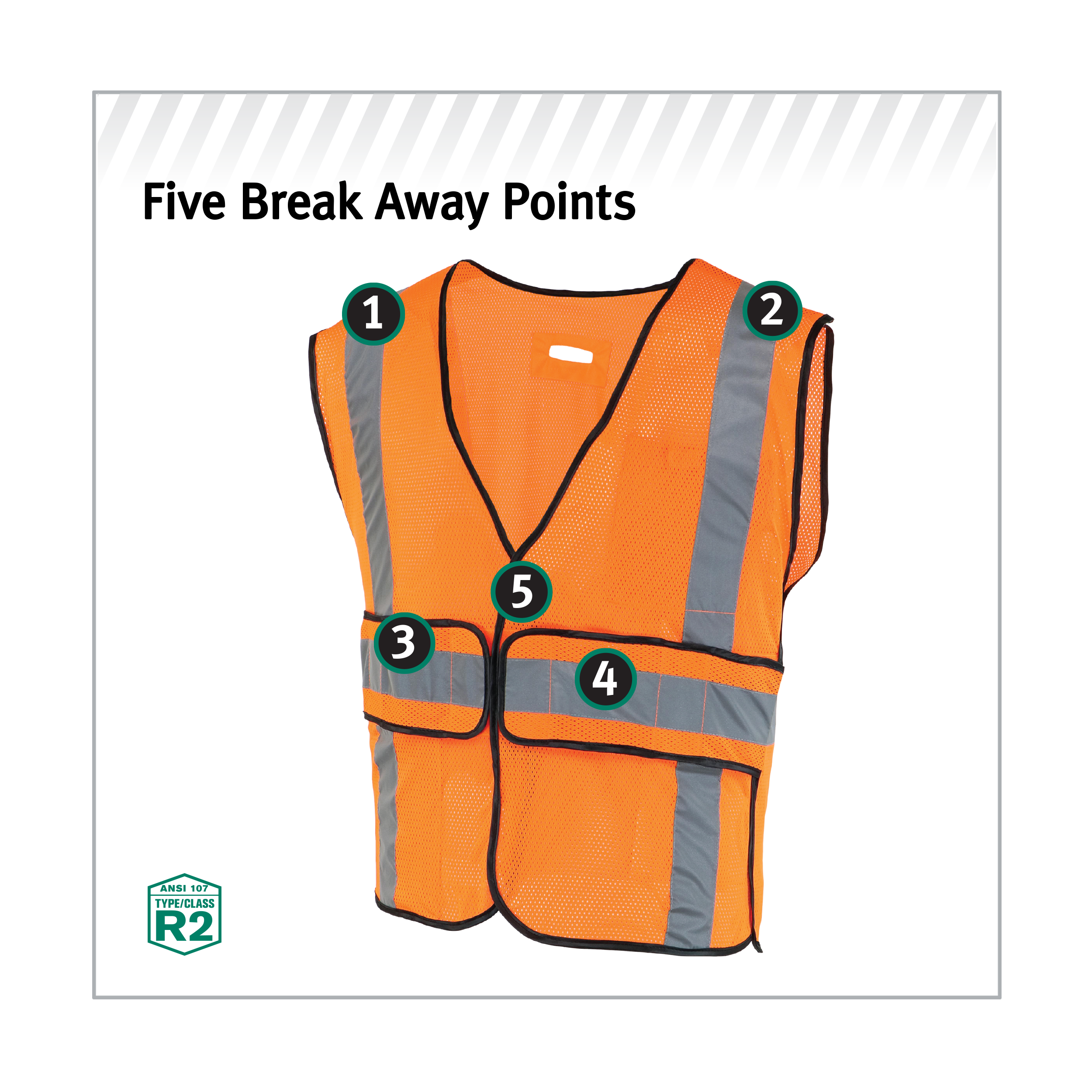 Safety Works Orange Polyester High Visibility (ANSI Compliant) Enhanced Visibility (Reflective) Safety Vest | SW46203-O