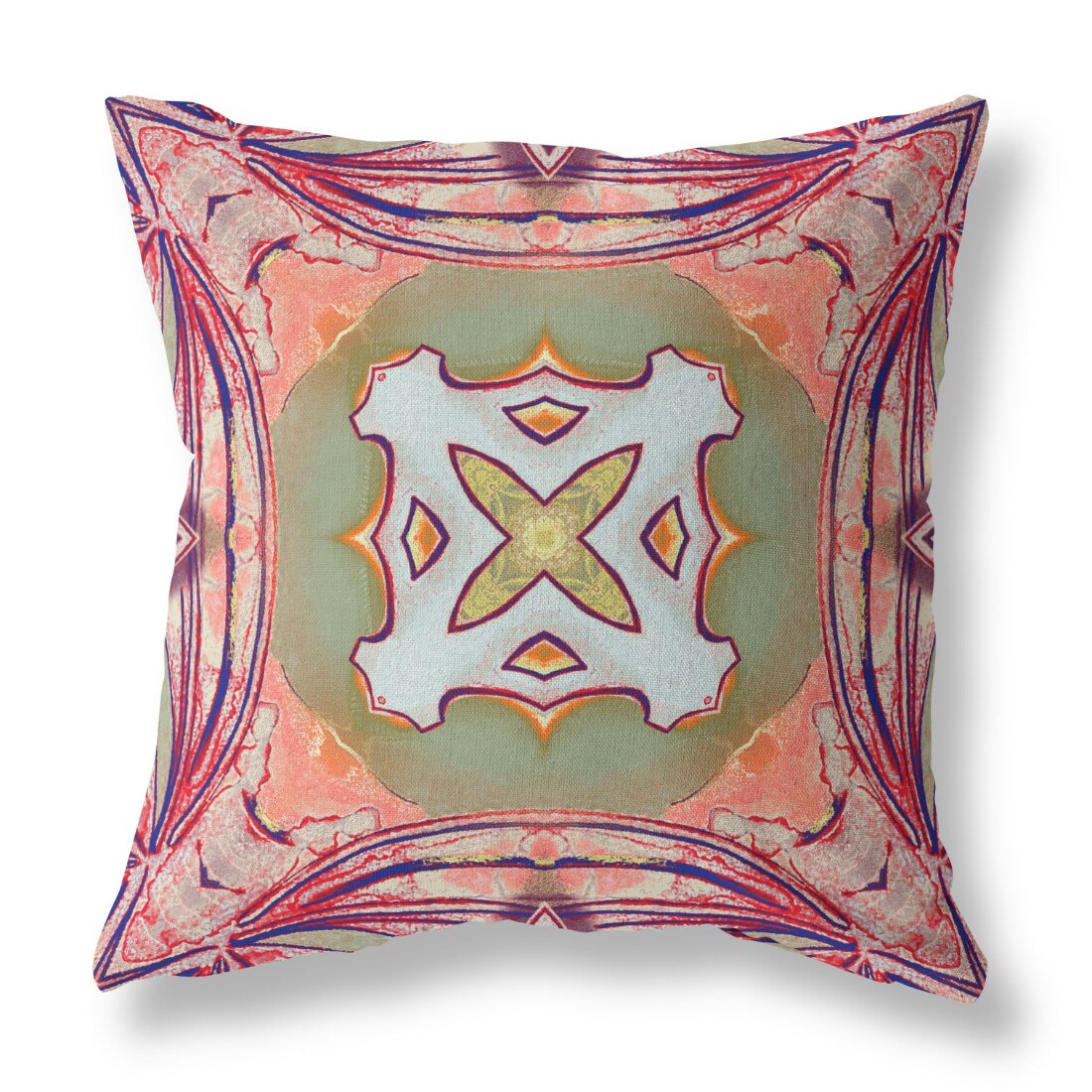 HomeRoots 28” Magenta Green Geo Tribal Indoor Outdoor Throw Pillow in the  Throw Pillows department at