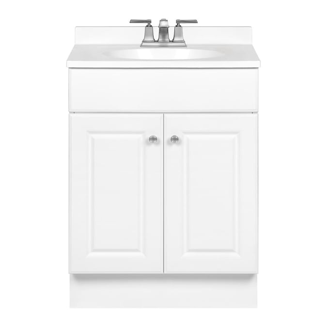 White Single Sink Bathroom Vanity, 25 Bathroom Vanity With Sink And Faucet
