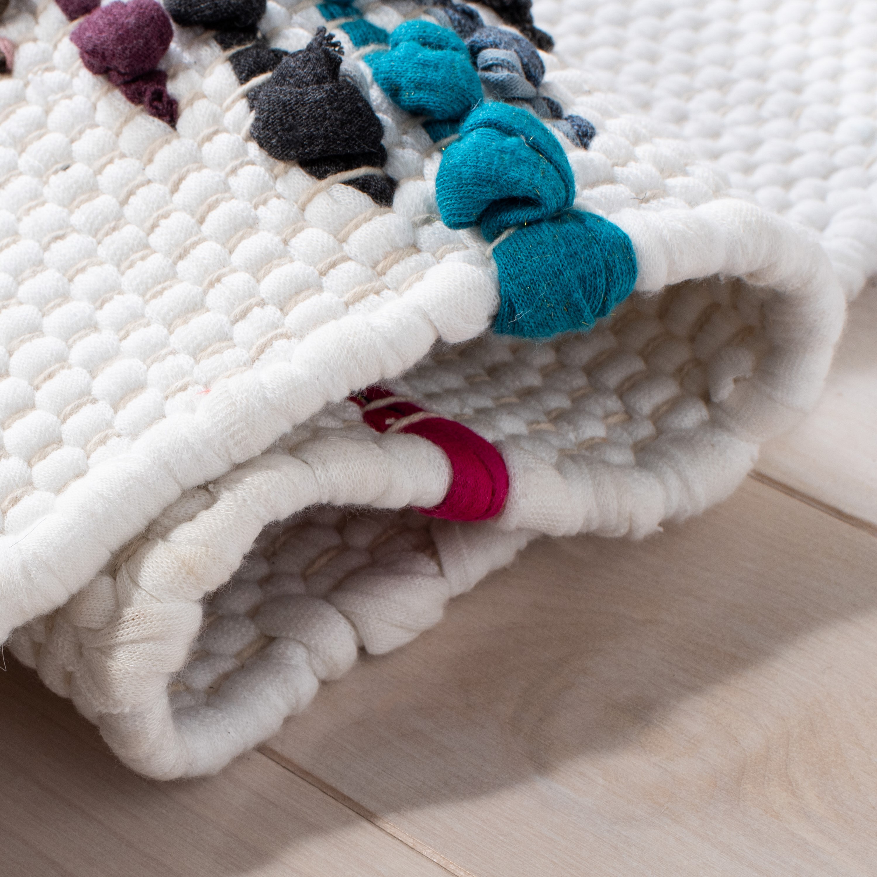 Coastal Breeze Blue Cotton Flat Woven Reversible Area Rug