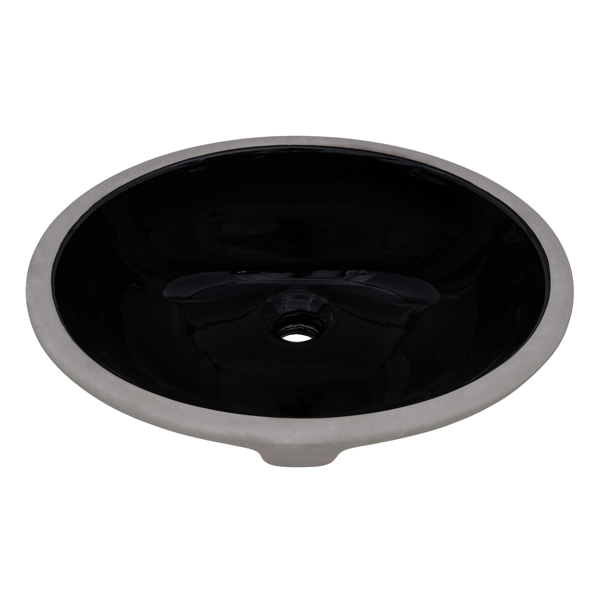 Black Oval Ceramic Undermount Bathroom Sink with Overflow