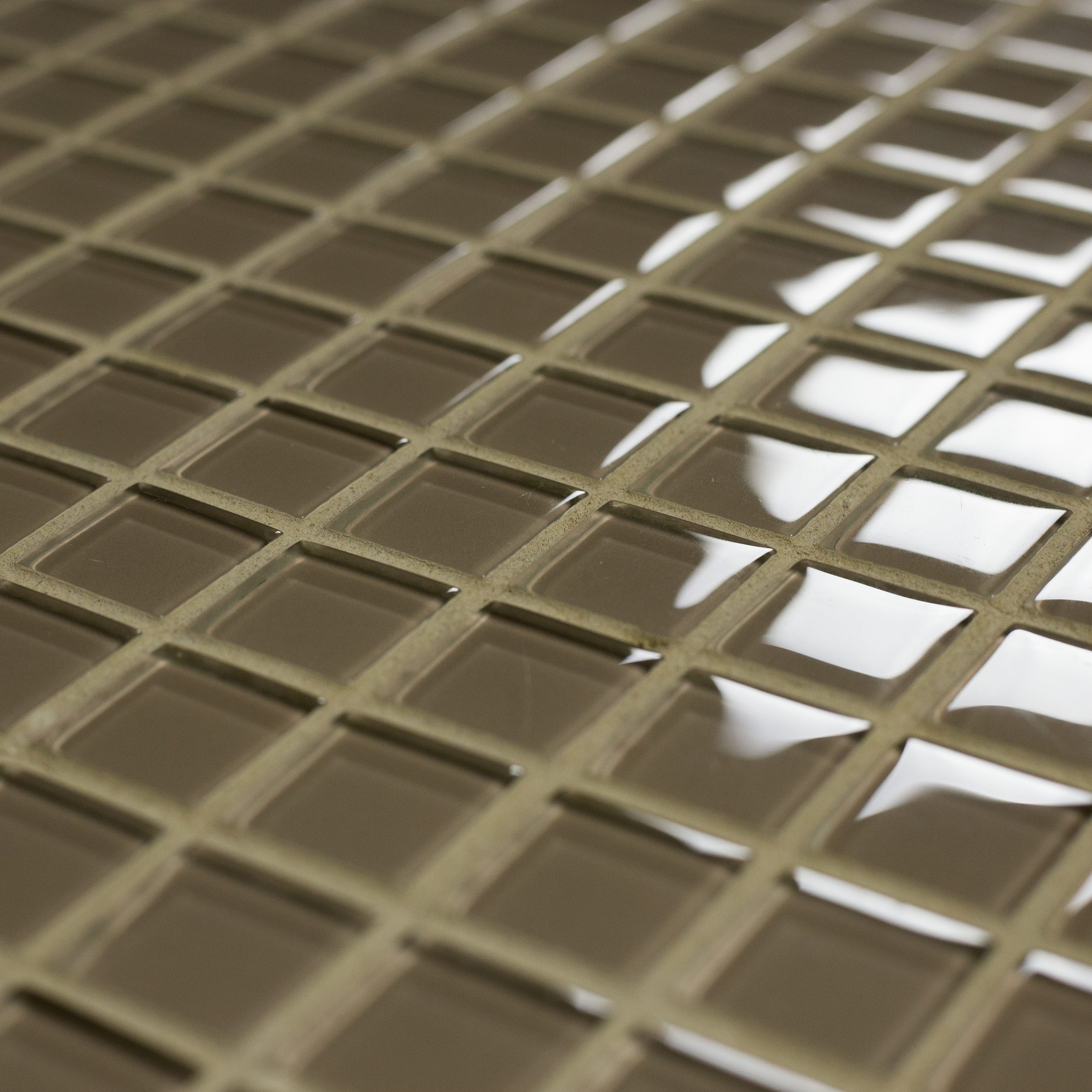 Abolos LWSMET0101-JE Metro Olive Brown 12-in x 12-in Glossy Glass Mosaic Floor and Wall Tile ( 6-sq ft Carton )