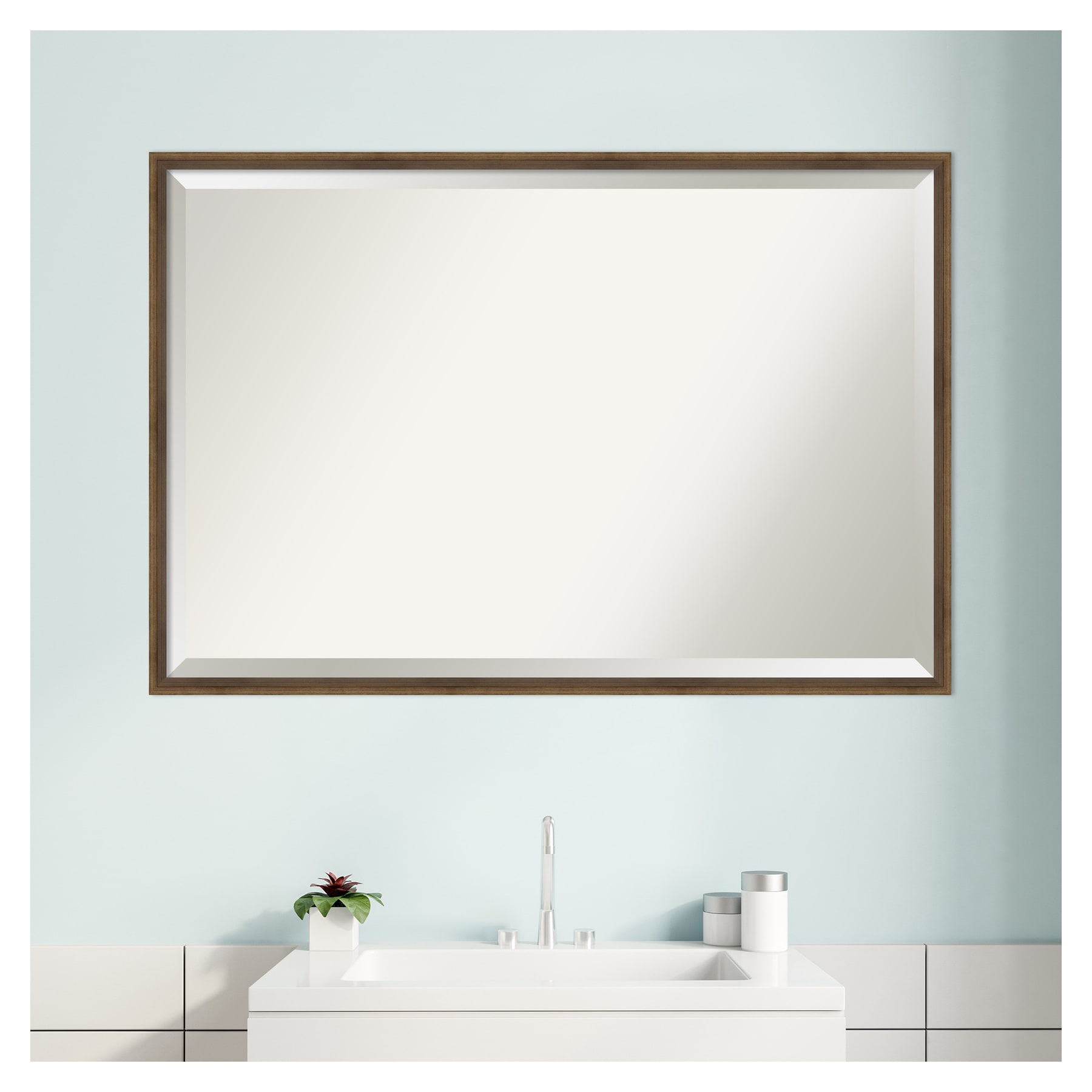 Lucie Bronze 37" Wood Beveled Bathroom Vanity Mirror