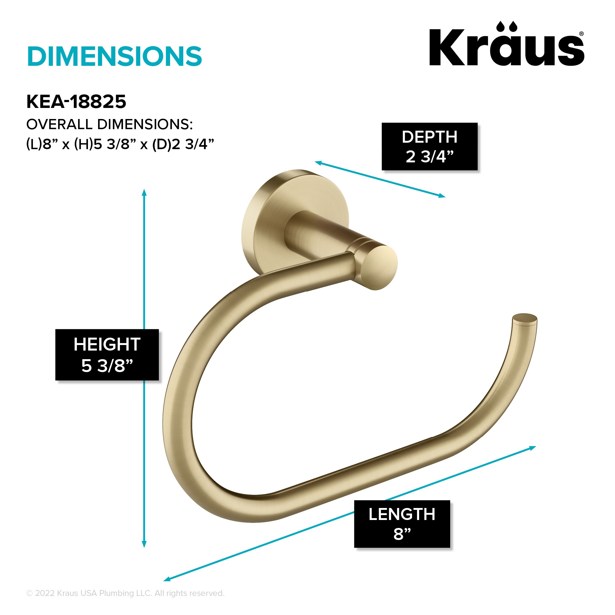 Kraus Elie Brushed Gold Wall Mount Single Post Toilet Paper Holder