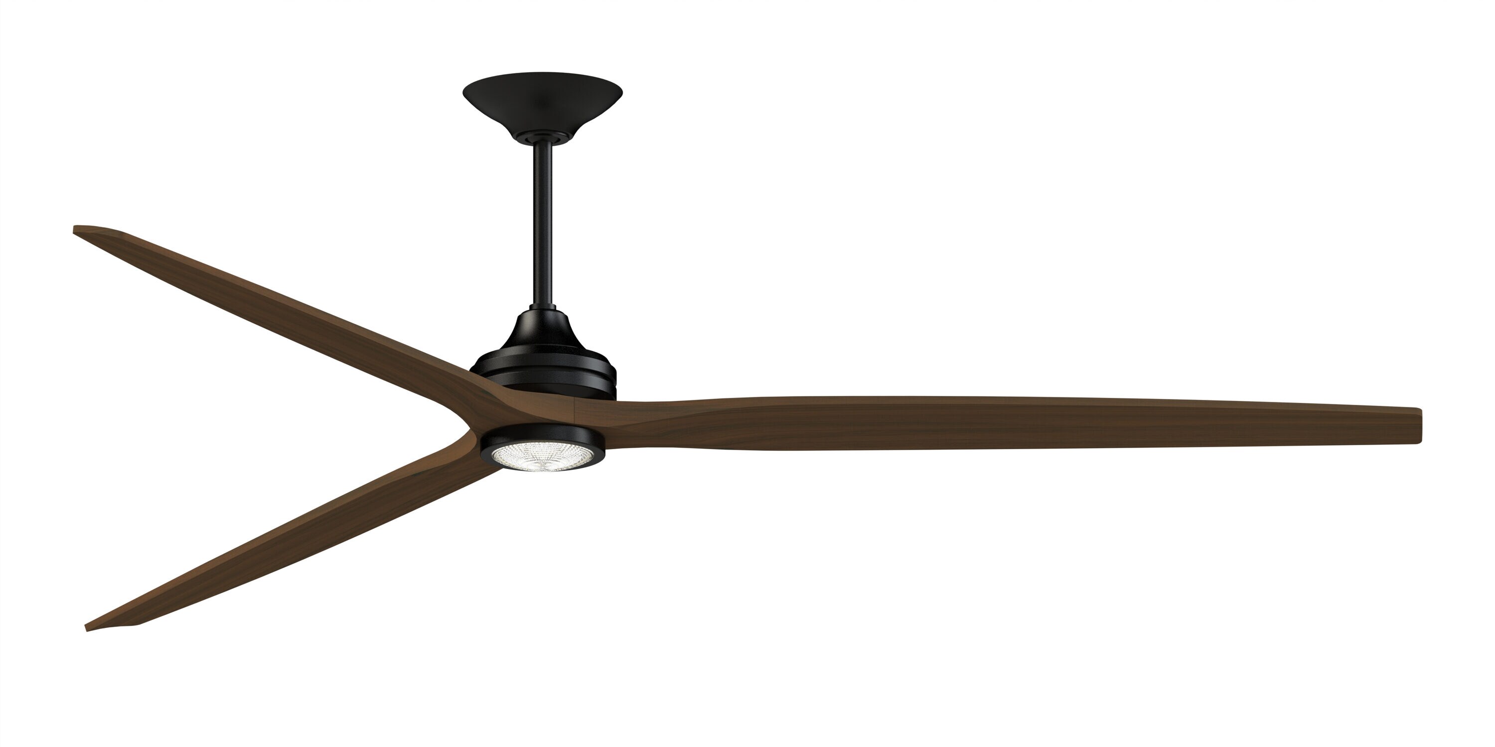 Fanimation Spitfire 96-in Black with Whiskey Wood Blades Color-changing Integrated LED Indoor/Outdoor Smart Propeller Ceiling Fan with Light and -  FPD6721BBL-96WK-LK