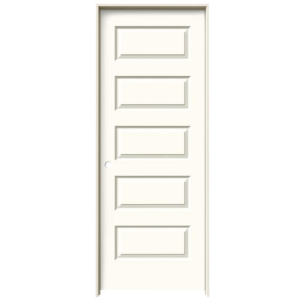 JELD-WEN 28-in x 80-in White Solid Core 5-panel Equal Right Hand Smooth Prefinished Molded Composite Flat Jamb Single Prehung Interior Door -  LOWOLJW137400132