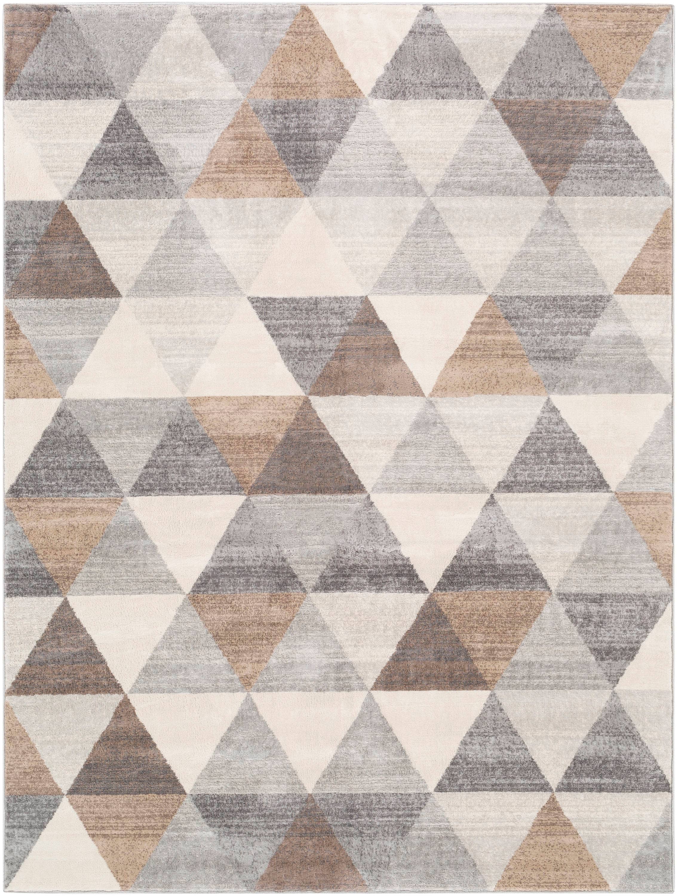 Reversible Gray Geometric Synthetic 7'10" x 10' Easy Care Rug