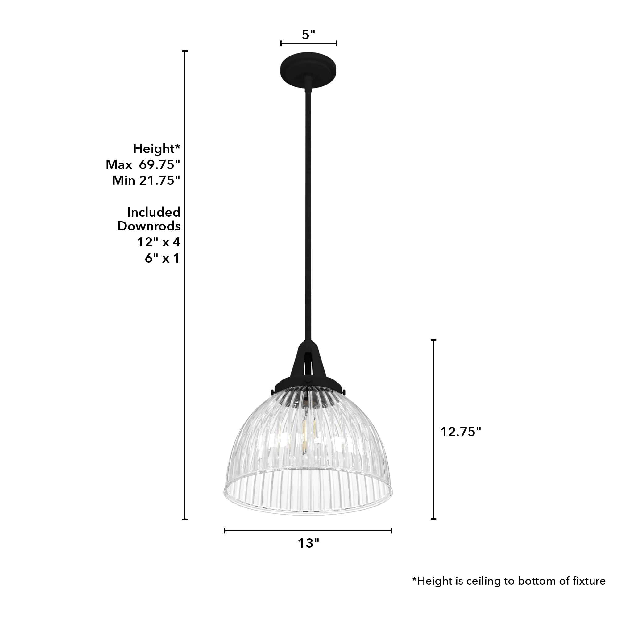 Cypress Grove 13" Black Iron and Glass Pendant Light