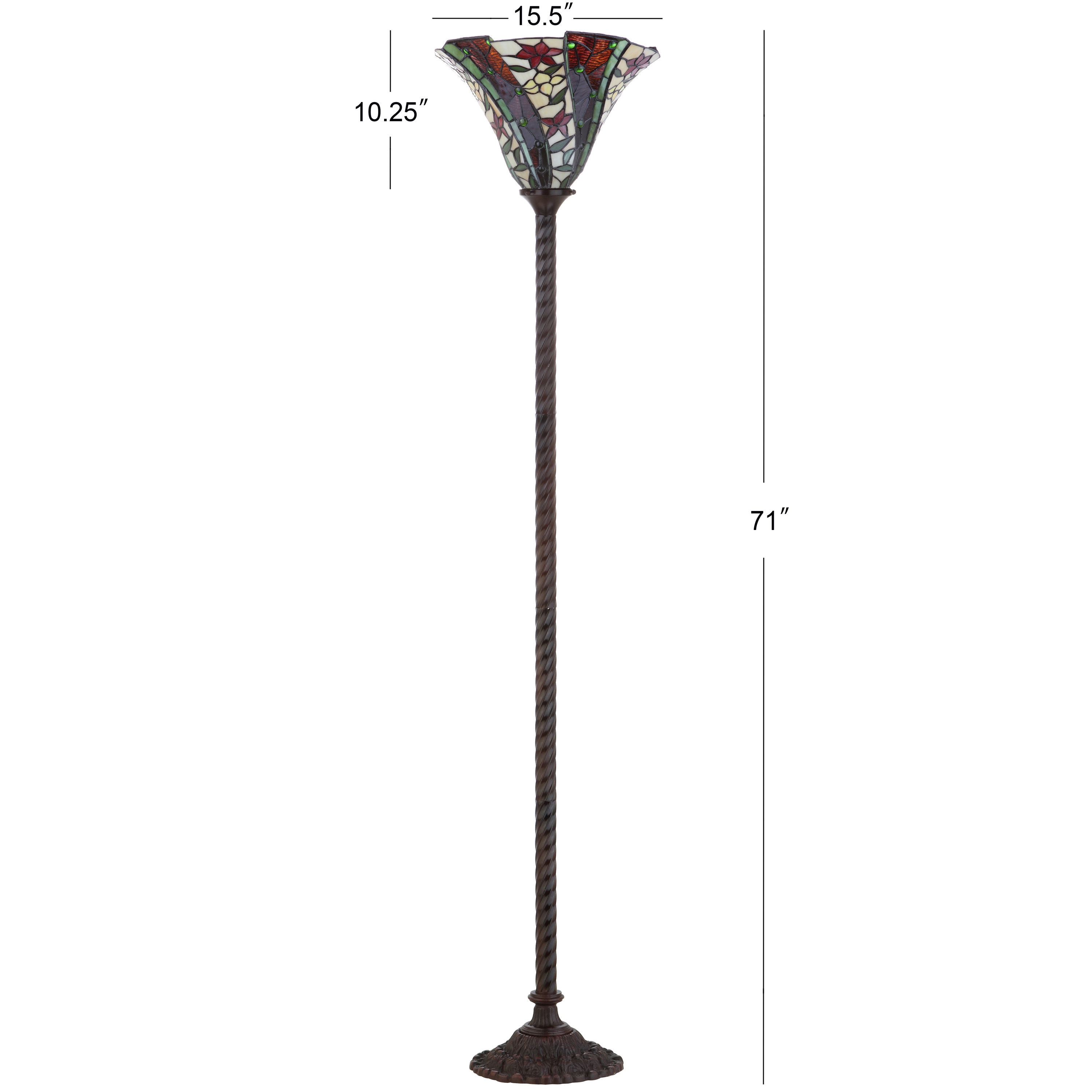 Williams 71" Bronze Torchiere with Stained Glass Shade