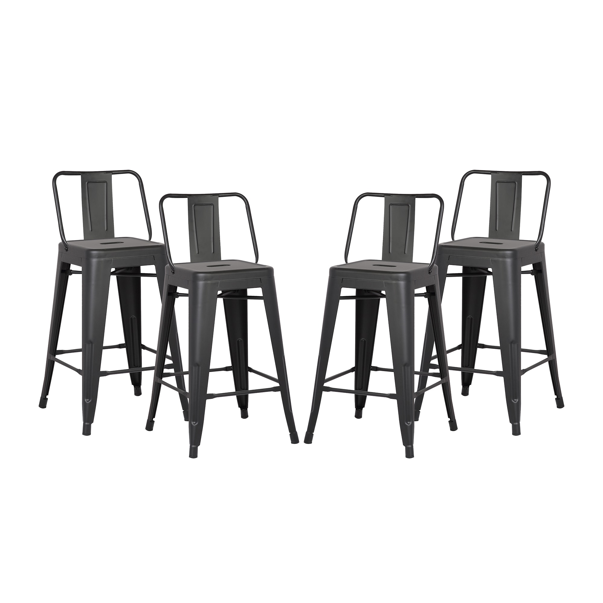 IHOMEadore - Black 24-in H Bar height Stackable Metal Bar Stool 4 -Pack