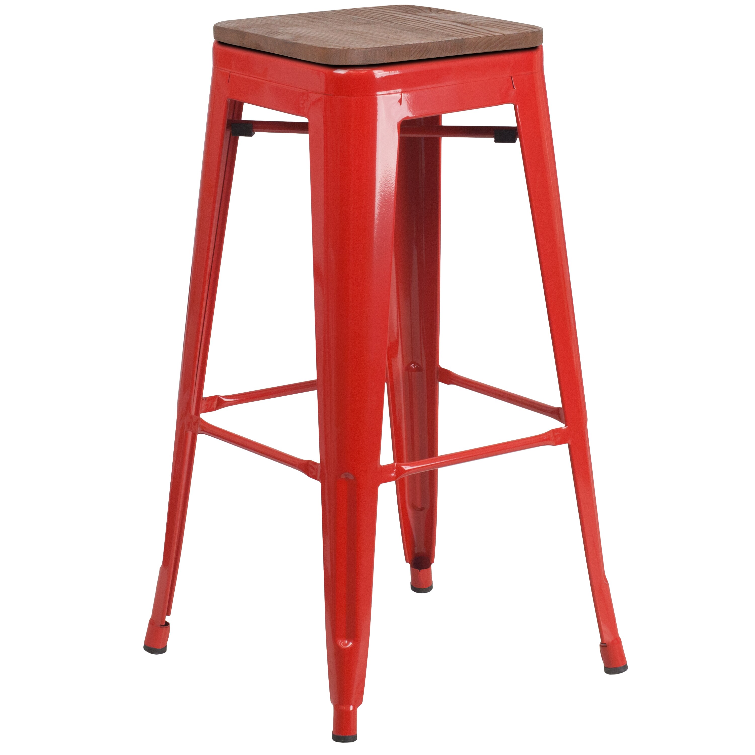 Flash Furniture 889142874157 Red 30.0-in H Bar height Square seat Stackable Metal Bar Stool