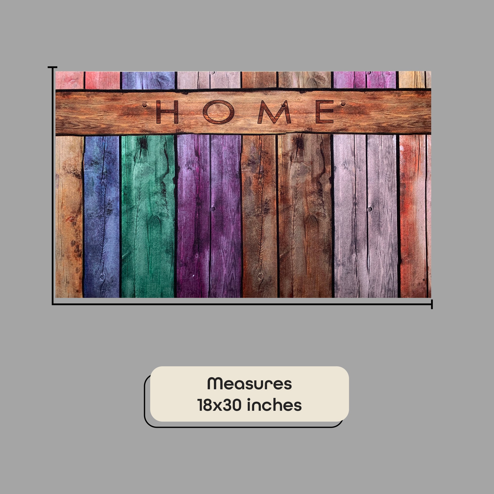 Colorful Plank Multicolor Rubber Outdoor Doormat 18" x 30"