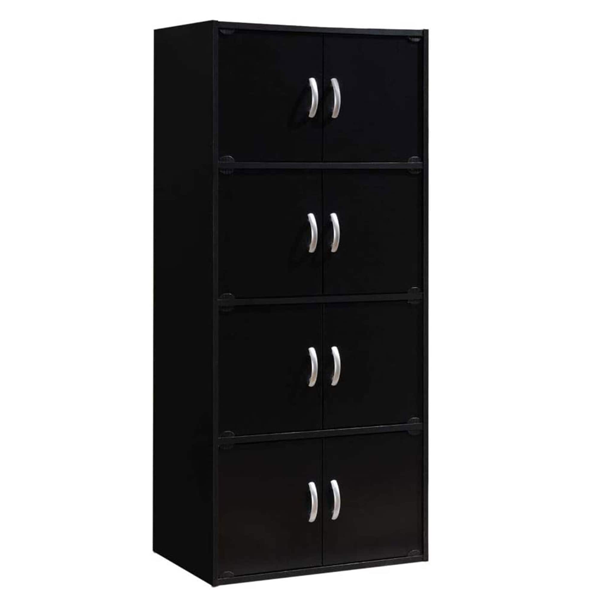 Hodedah 304289 8 Door Enclosed Multipurpose Storage Cabinet for Home and Office Black