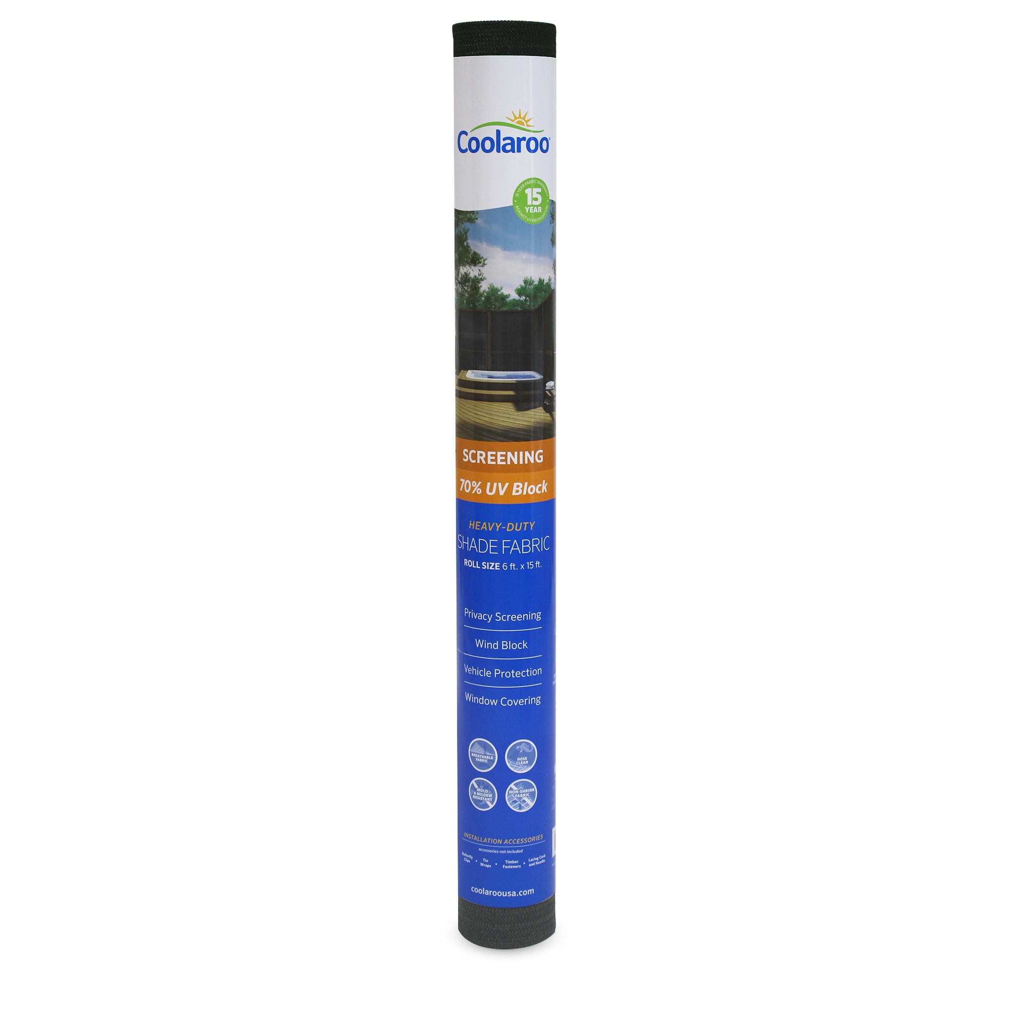 Coolaroo 501297 6.0-ft x 15.0-ft Black Shade fabric