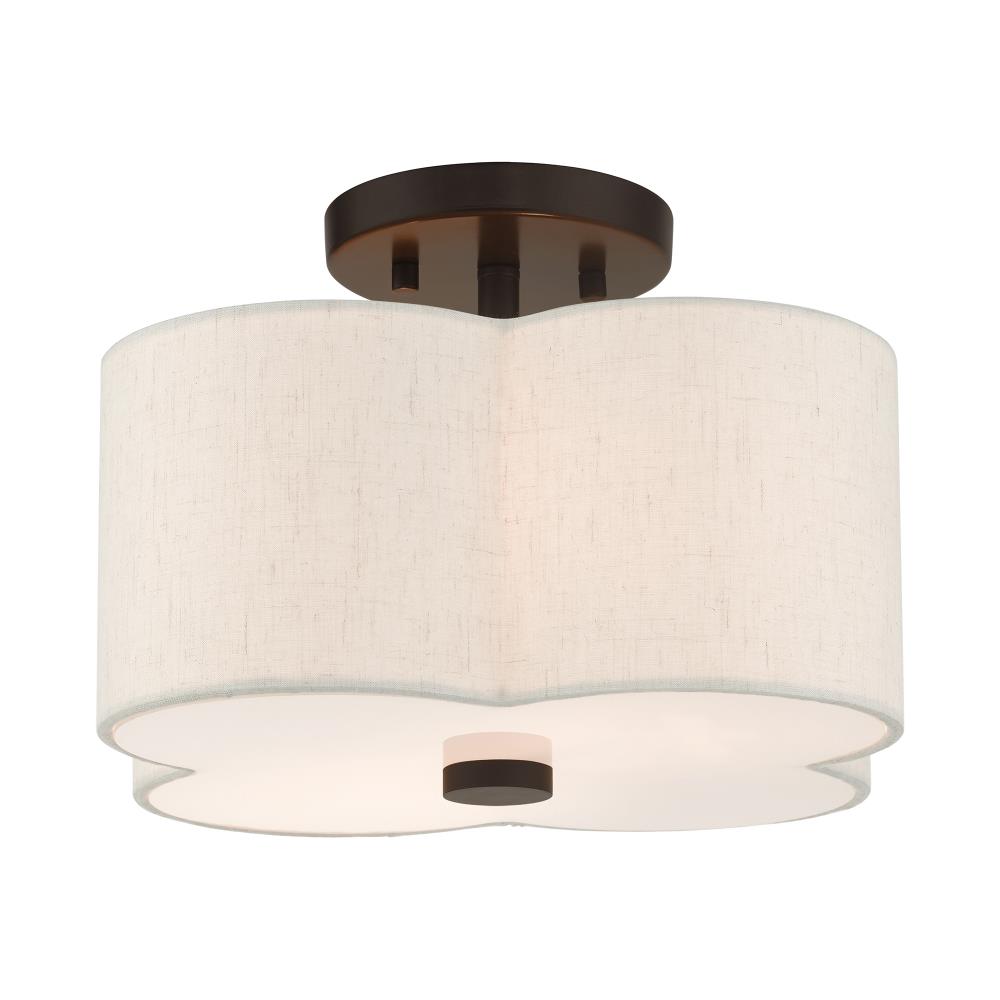 English Bronze Quatrefoil Semi-Flush Mount Ceiling Light