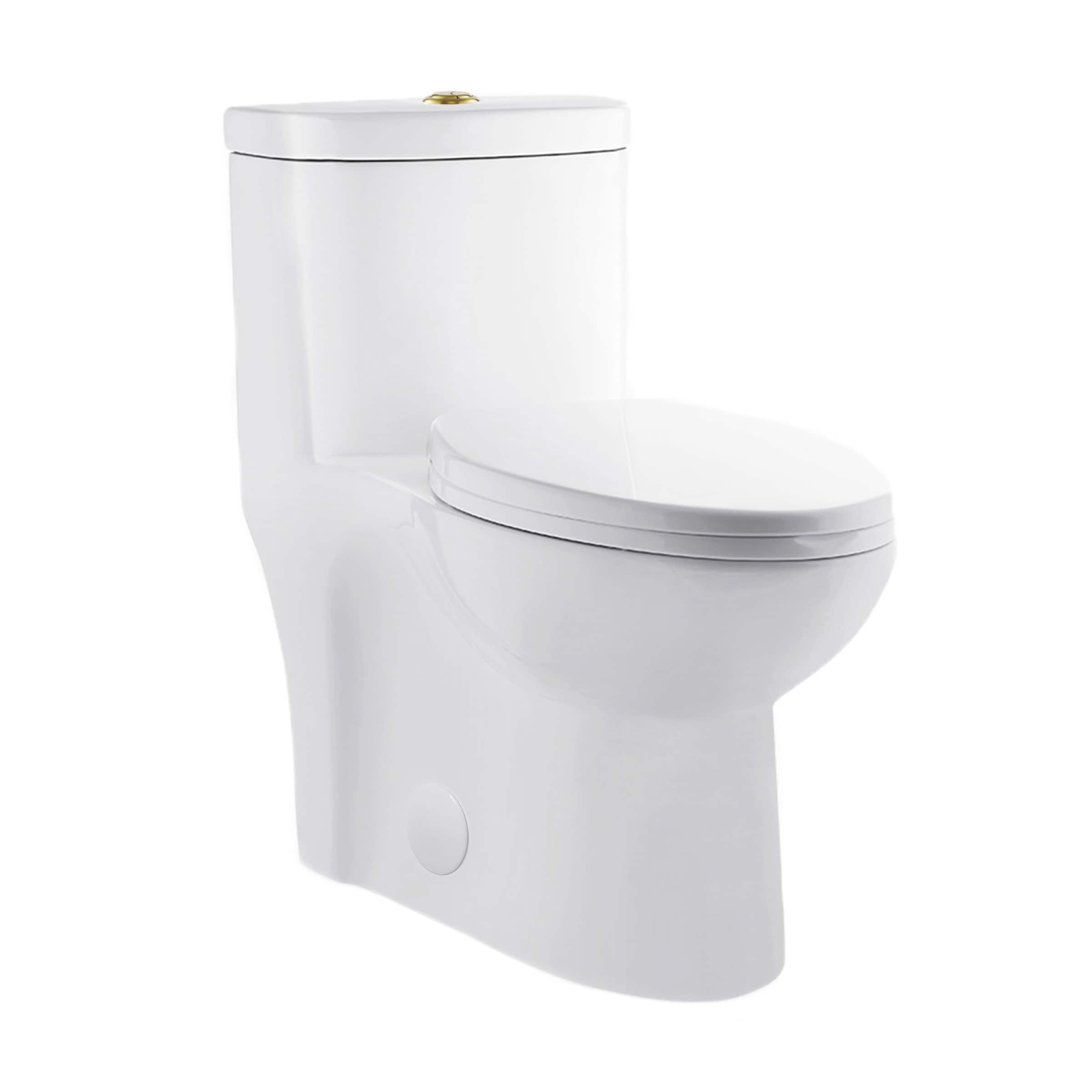 Swiss Madison SM-25-1TBES06WH Besancon Glossy White Dual Flush Elongated Standard height Smart Soft Close 1-piece Toilet 12-in Rough-In 1.6 GPF