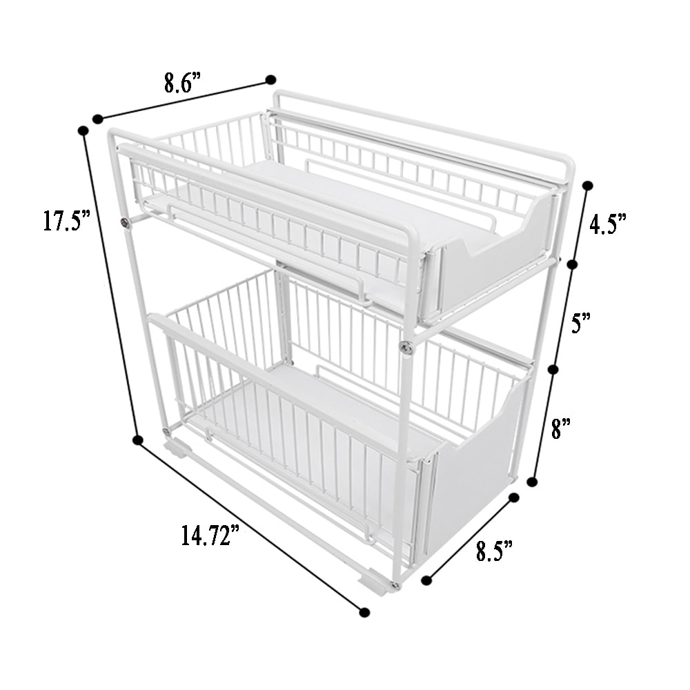 eModernDecor 8.5-in W x 17.5-in H 2-Tier Freestanding Metal Under-sink  Organizer at