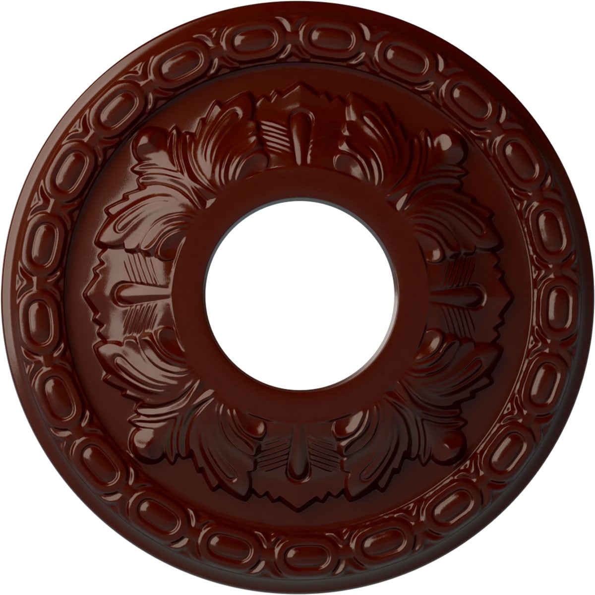 Ekena Millwork CM11LFBMF Leaf 11.375-in W x 11.375-in L Painted Brushed Mahogany Polyurethane Whole Ceiling Medallion