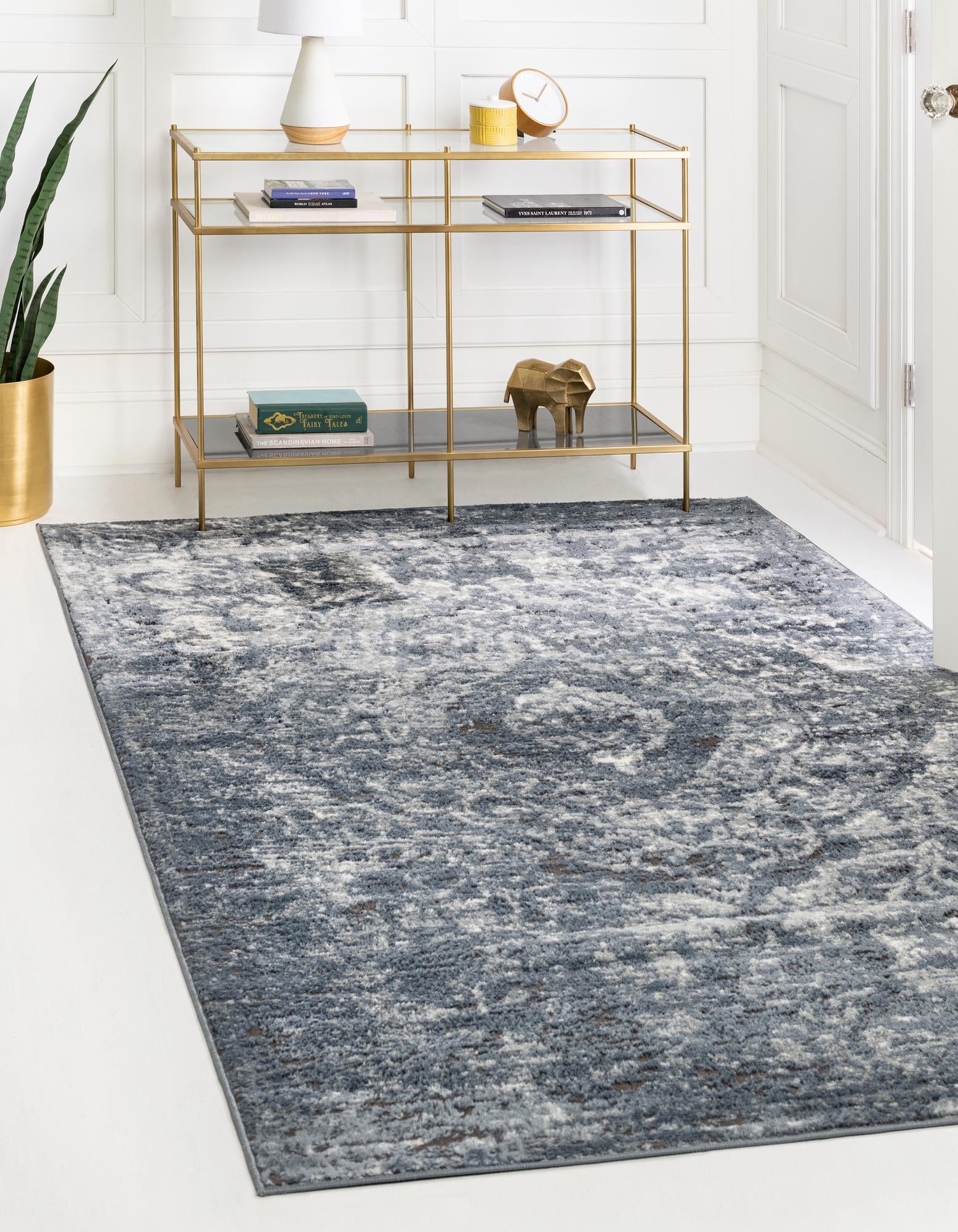 Unique Loom 3147493 Portland 8 x 10 (ft) Loomed Polypropylene Blue Rectangular Indoor Medallion Area rug