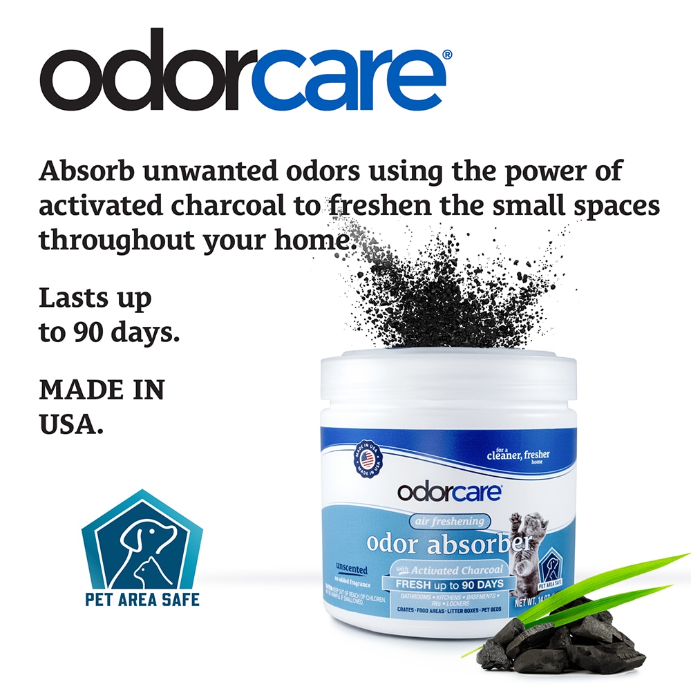 activated charcoal for cigarette smell OdorCare Gel Solid Odor Absorber, Odor Eliminator for Smoke Odor Musty Smell  in Home, Bathroom, Kitchen, Pet Areas, Made in USA 14 -oz Unscented with  Charcoal Air Freshener in the Air Fresheners