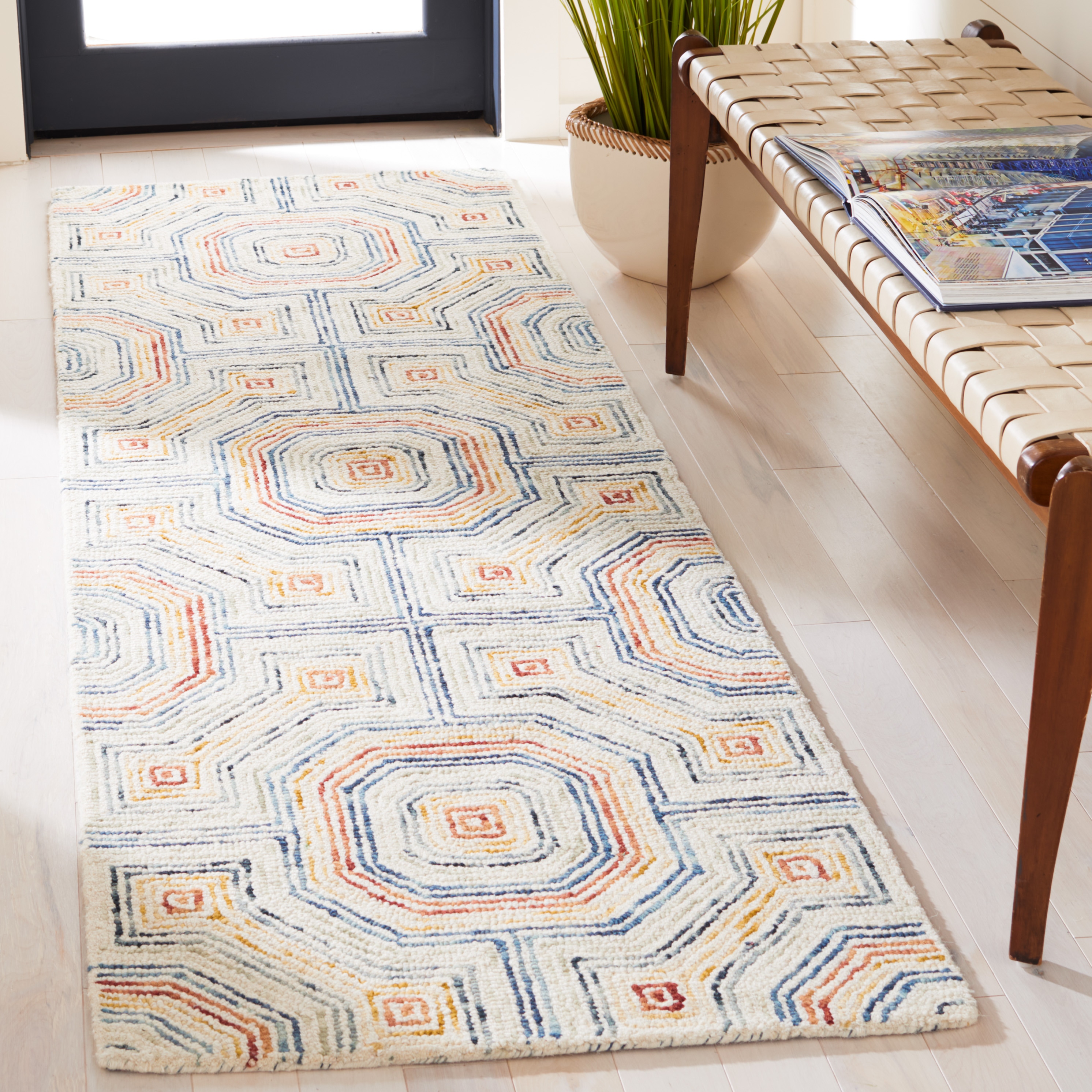  Aspen 264 Ivory/Blue Contemporary 2ft-3in x 8ft Runner Rug