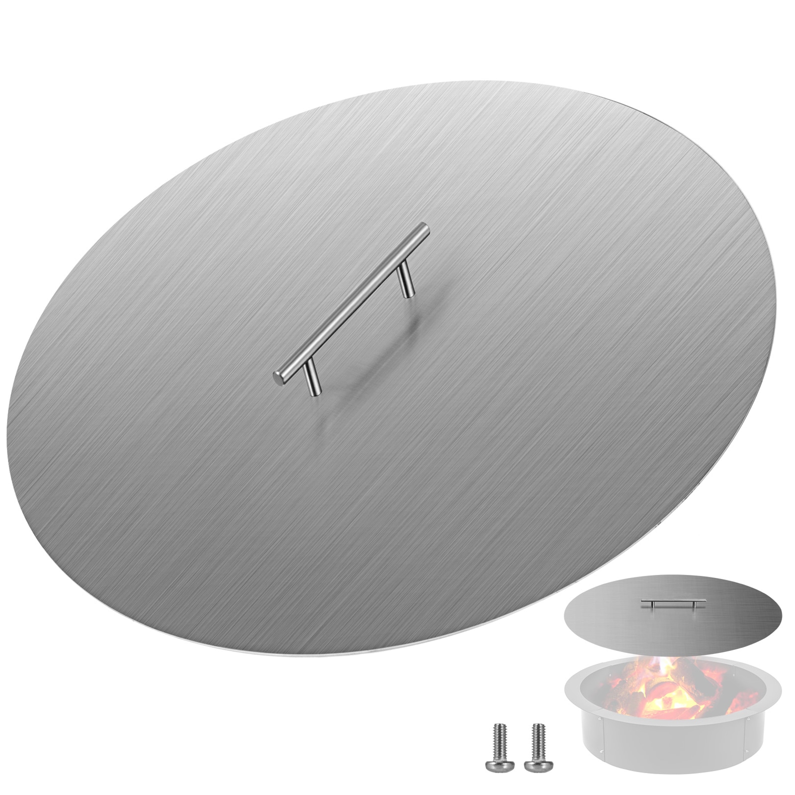 VEVOR GZRSHPGZ20YC00001V0 19.68-Inches Silver Stainless steel Fire Pit Wind guard