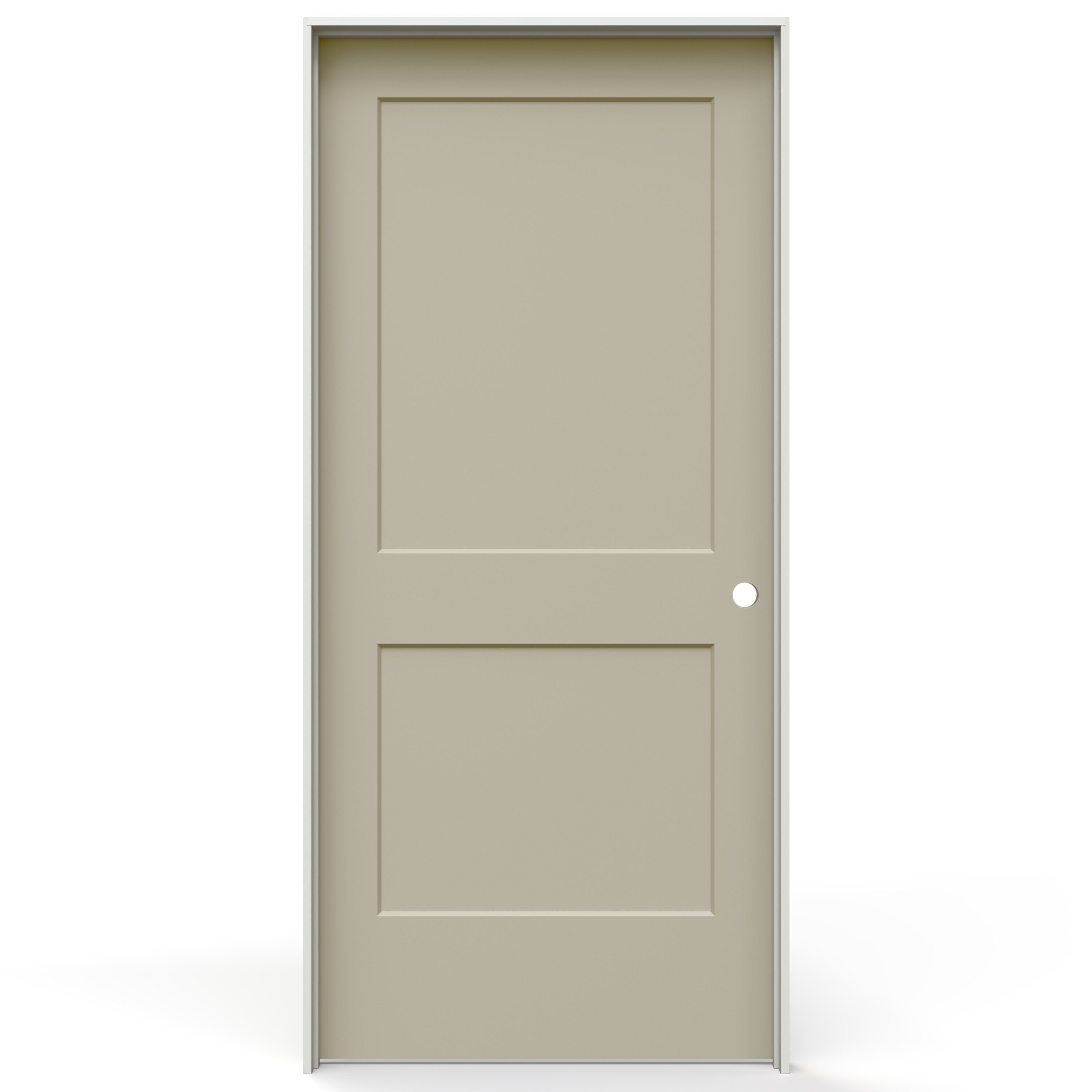 JELD-WEN LOWOLJW226100909 36-in x 80-in Desert Sand Solid core 2-panel square Left hand Smooth Prefinished Molded composite Flat Jamb Single Prehung Interior Door