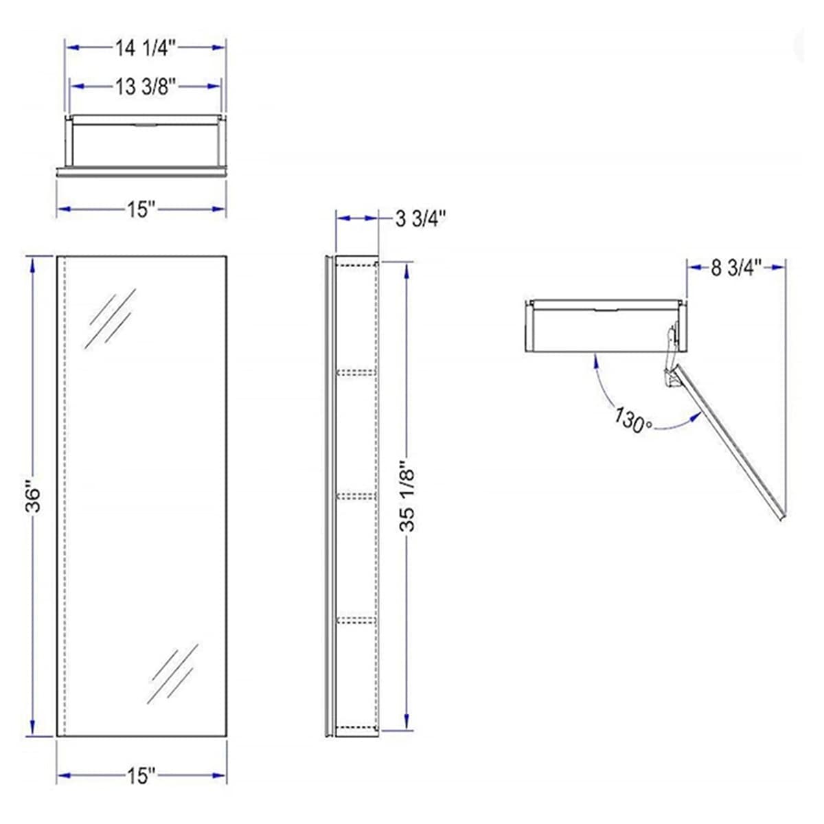 WELLFOR DH-MMC1536-SA Bathroom-Medicine-Cabinets - View #6