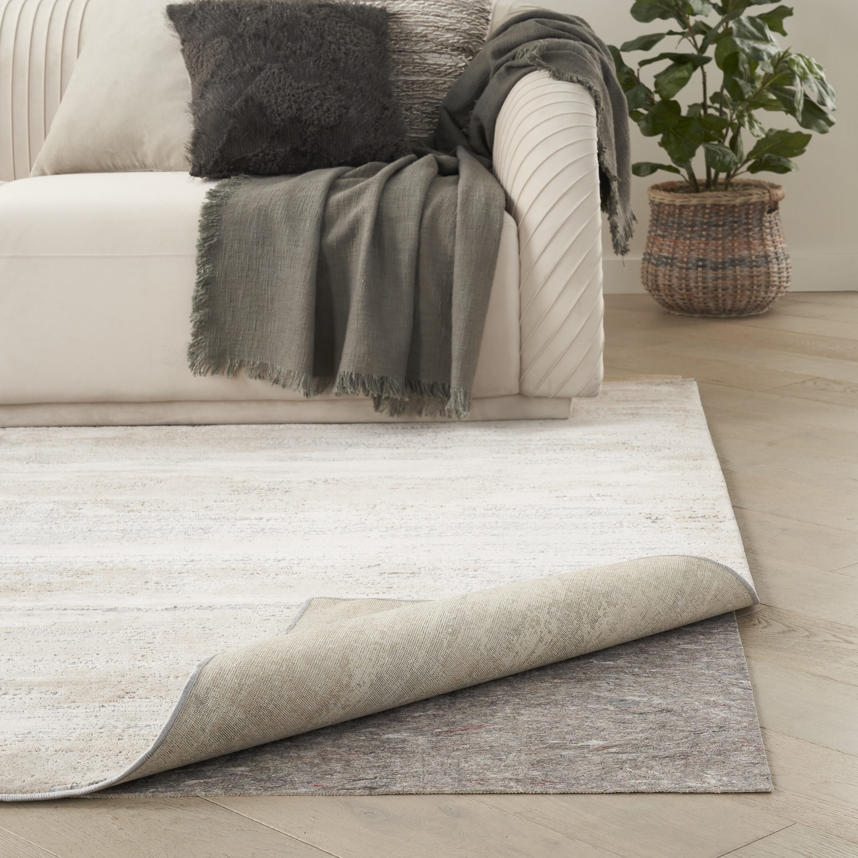 Tan 3' x 5' Recycled Synthetic Fiber Outdoor Rug Pad