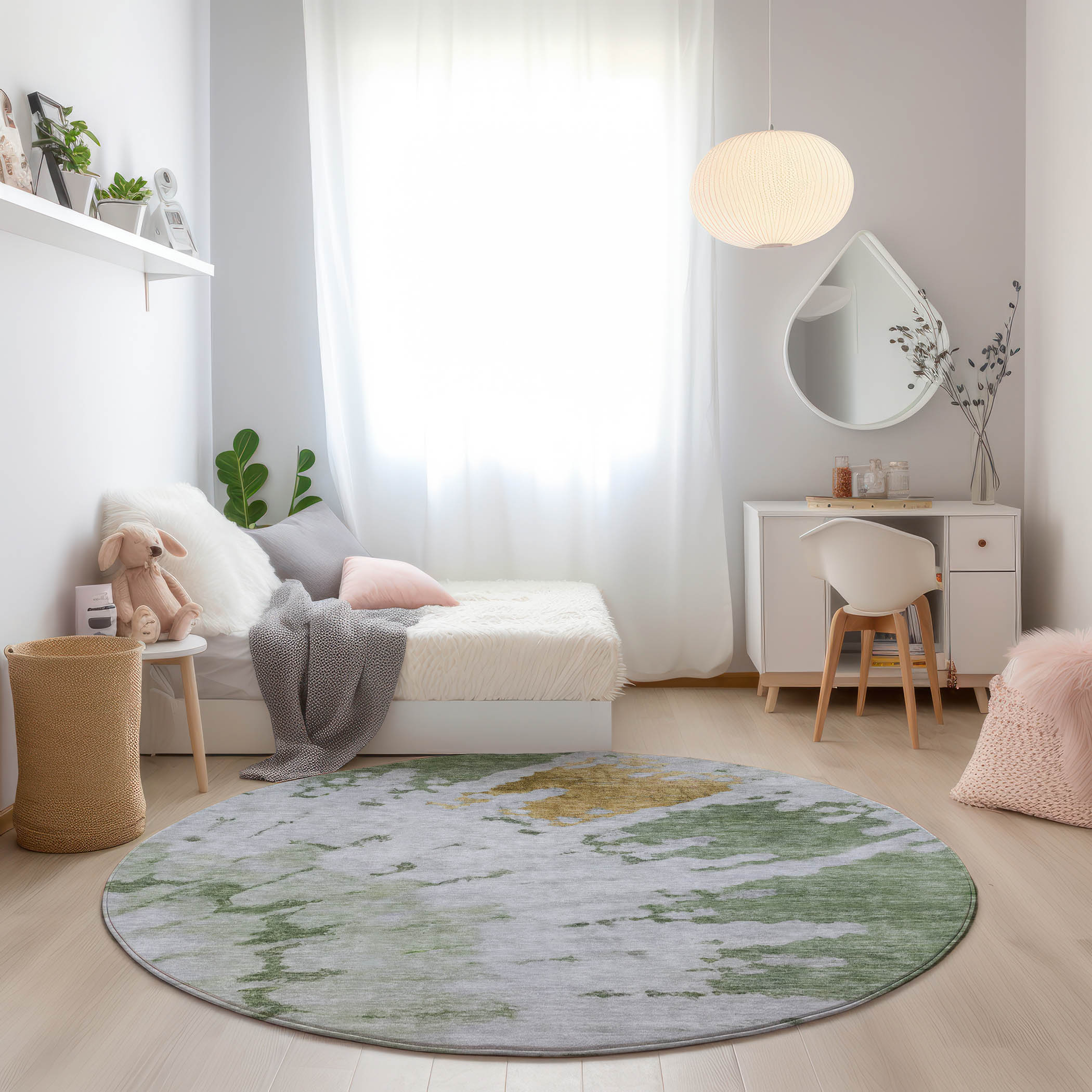 Addison Rugs ACN614AL8RO Chantille ACN614AL 8 x 8 (ft) Polyester Aloe Round Indoor/Outdoor Abstract Machine washable Area rug