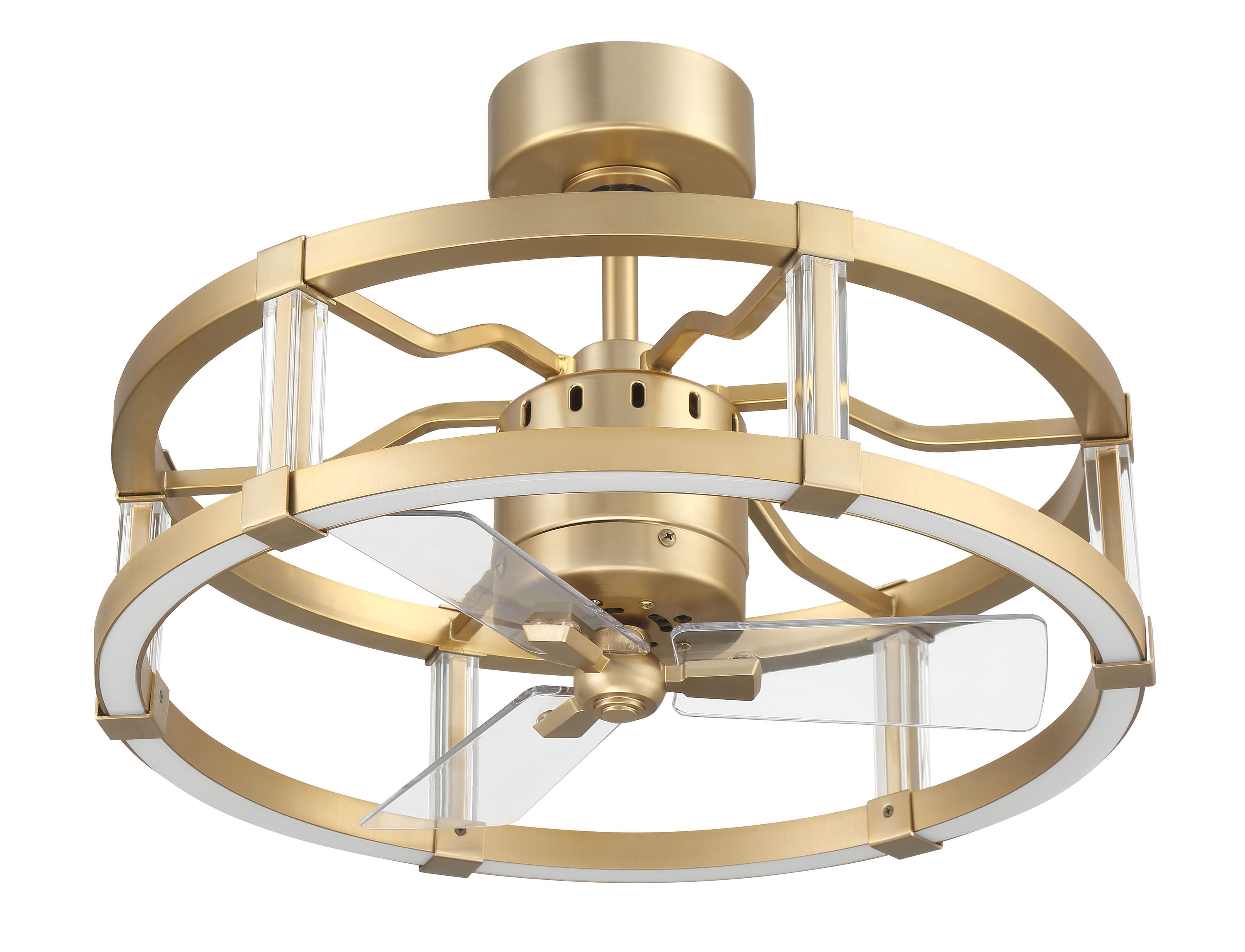 Alexis 18" Satin Brass Ceiling Fan with Clear Acrylic Blades and LED Light