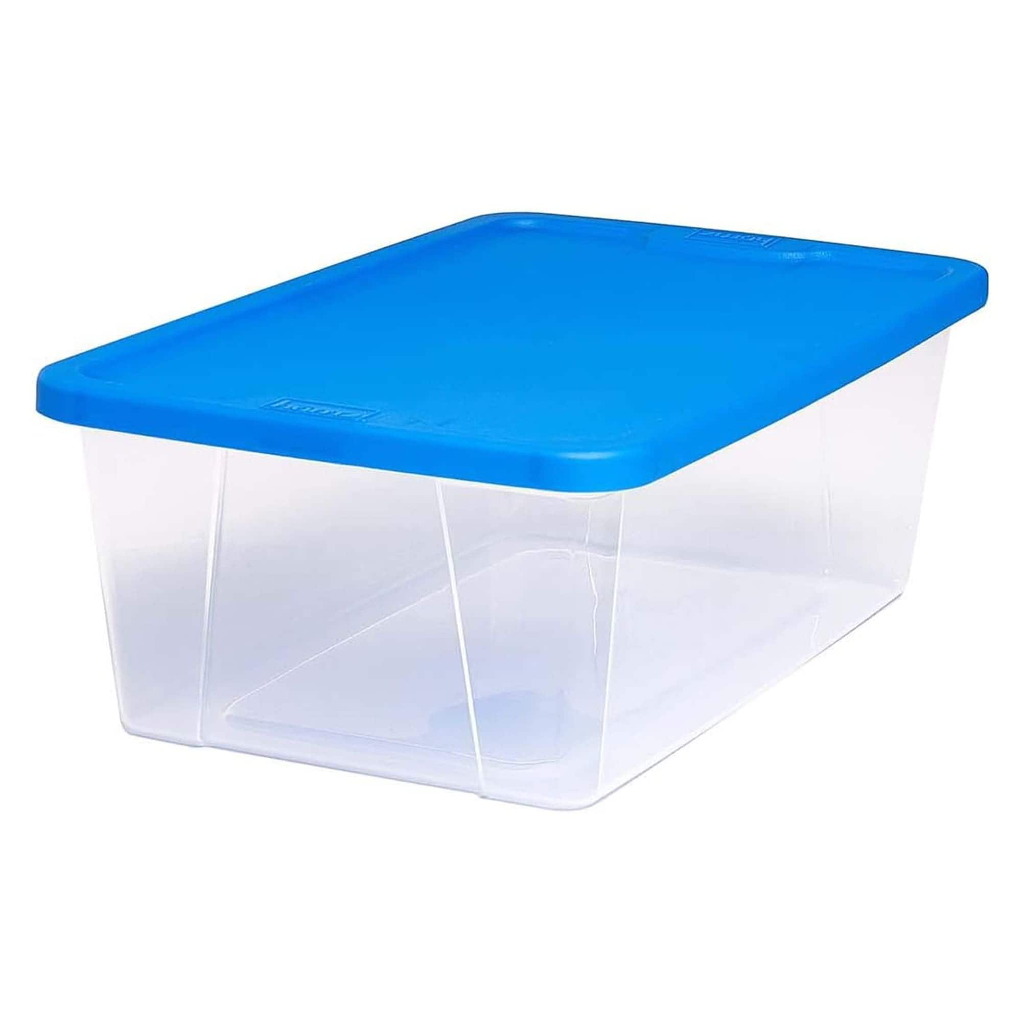 Homz Products 323705 10-Pack Snaplock Small Clear Plastic Storage Bins with Lids 6 Quart Blue