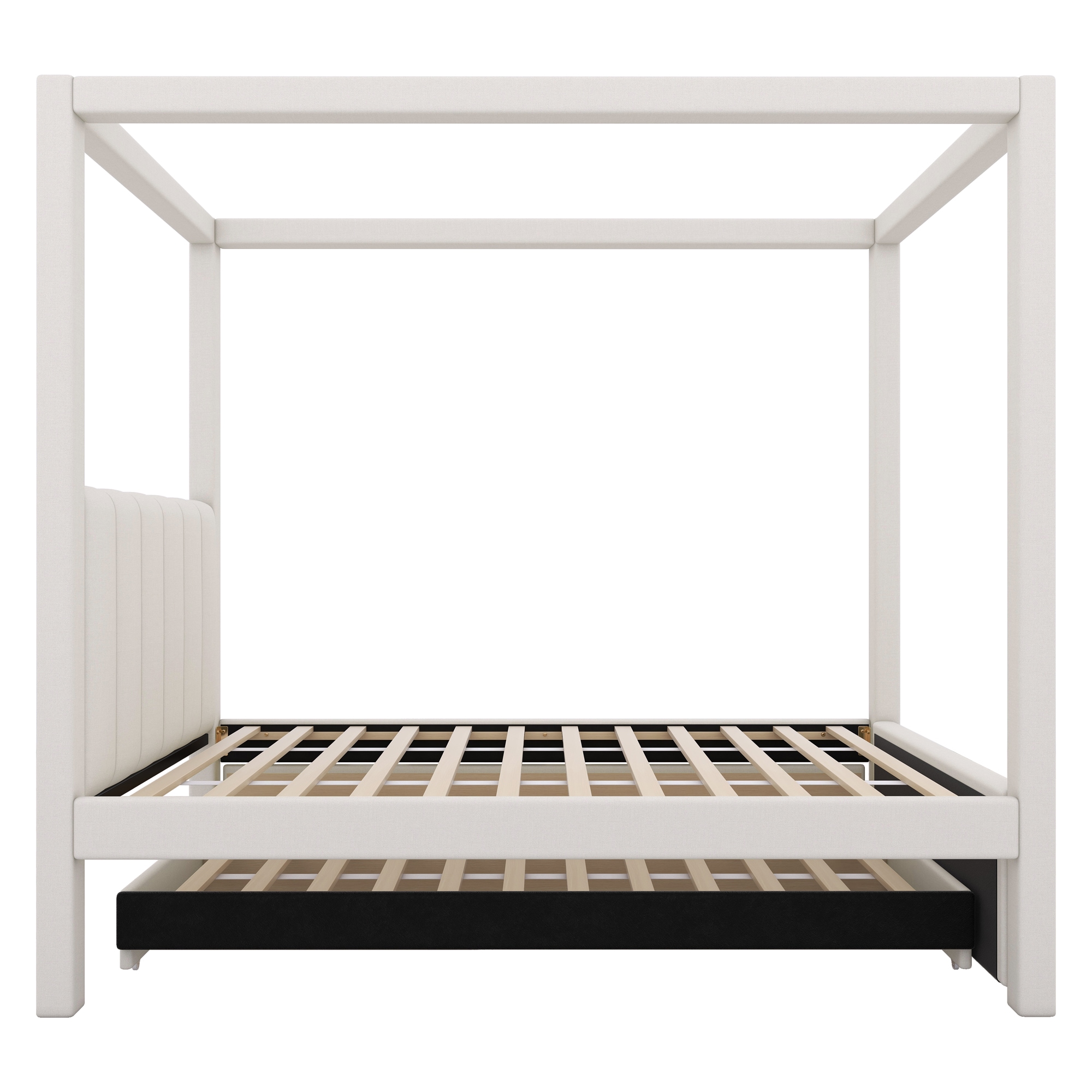 Qualler FSUBWD116A Twin Beige Wood Upholstered Bed Storage with Headboard