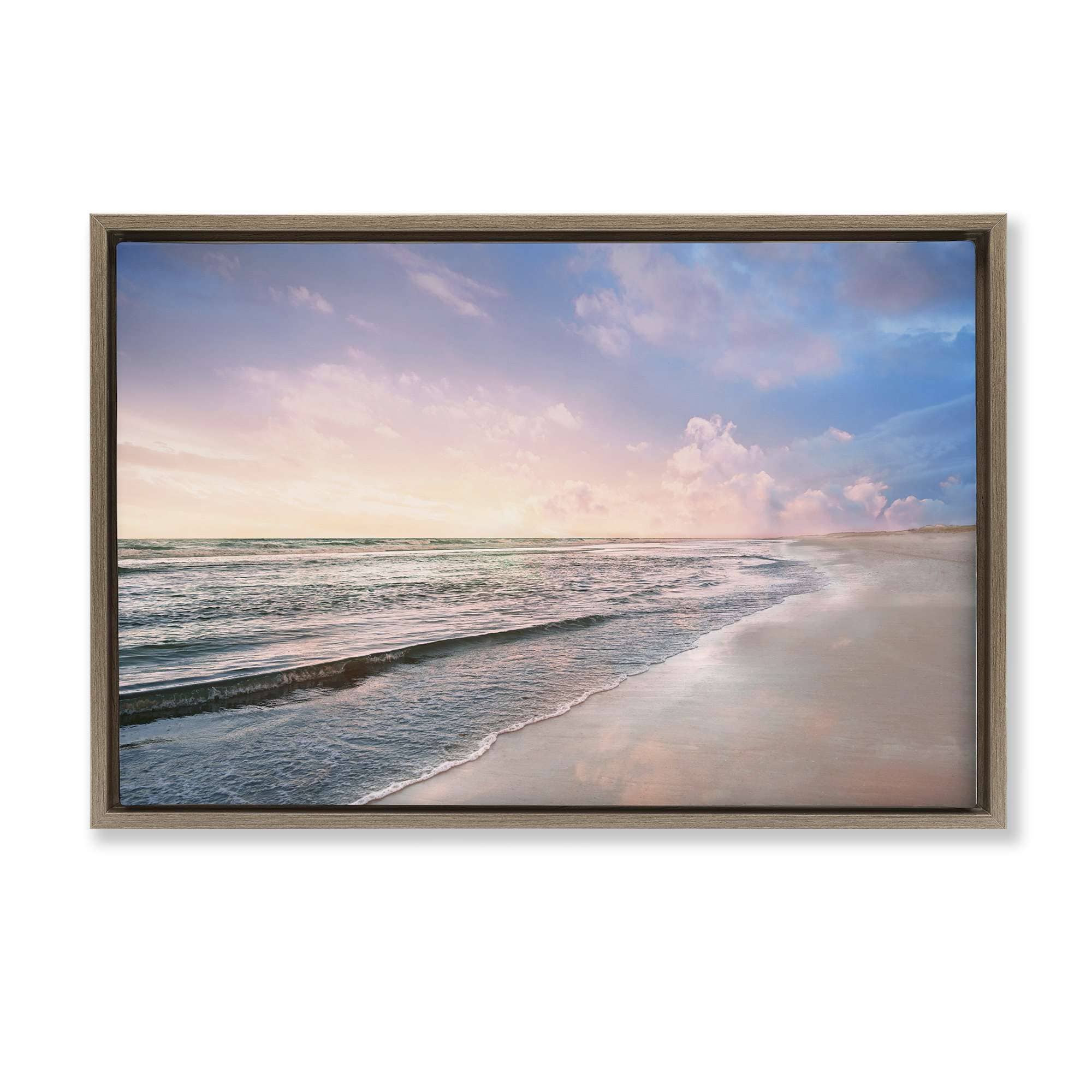 Stupell Industries BS-158-FFE-16X24 Receding Beach Shore Brown Framed Floater Canvas Wall Art By Natalie Carpentieri 25 x 17