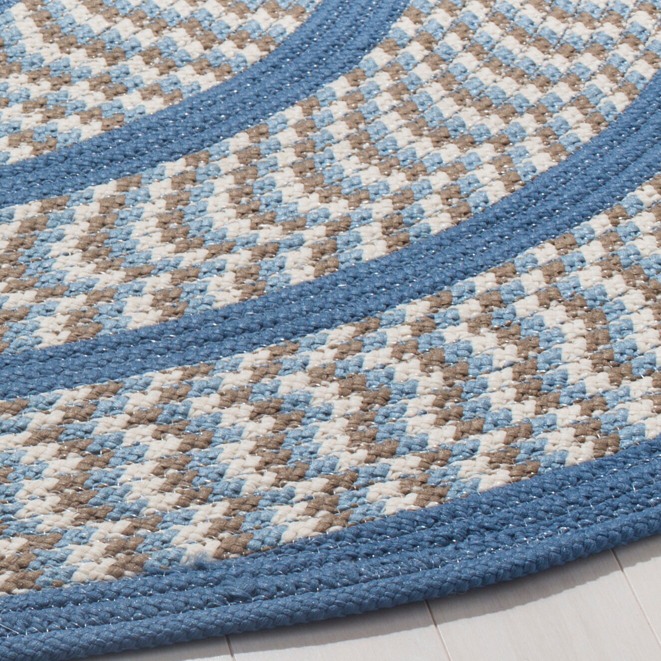 Safavieh Braided Montpelier 4 X 4 Ivory/Blue Round Indoor Stripe Farmhouse/Cottage  Area Rug in the Rugs department at