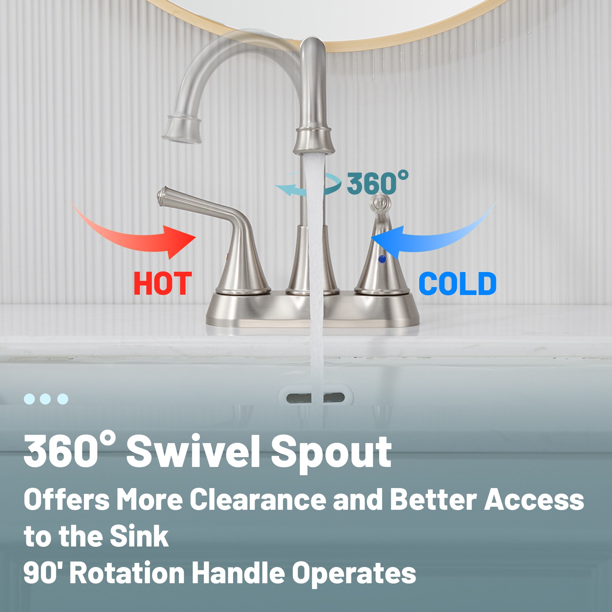 Brushed Nickel Dual Handle Bathroom Sink Faucet with Drain Kit
