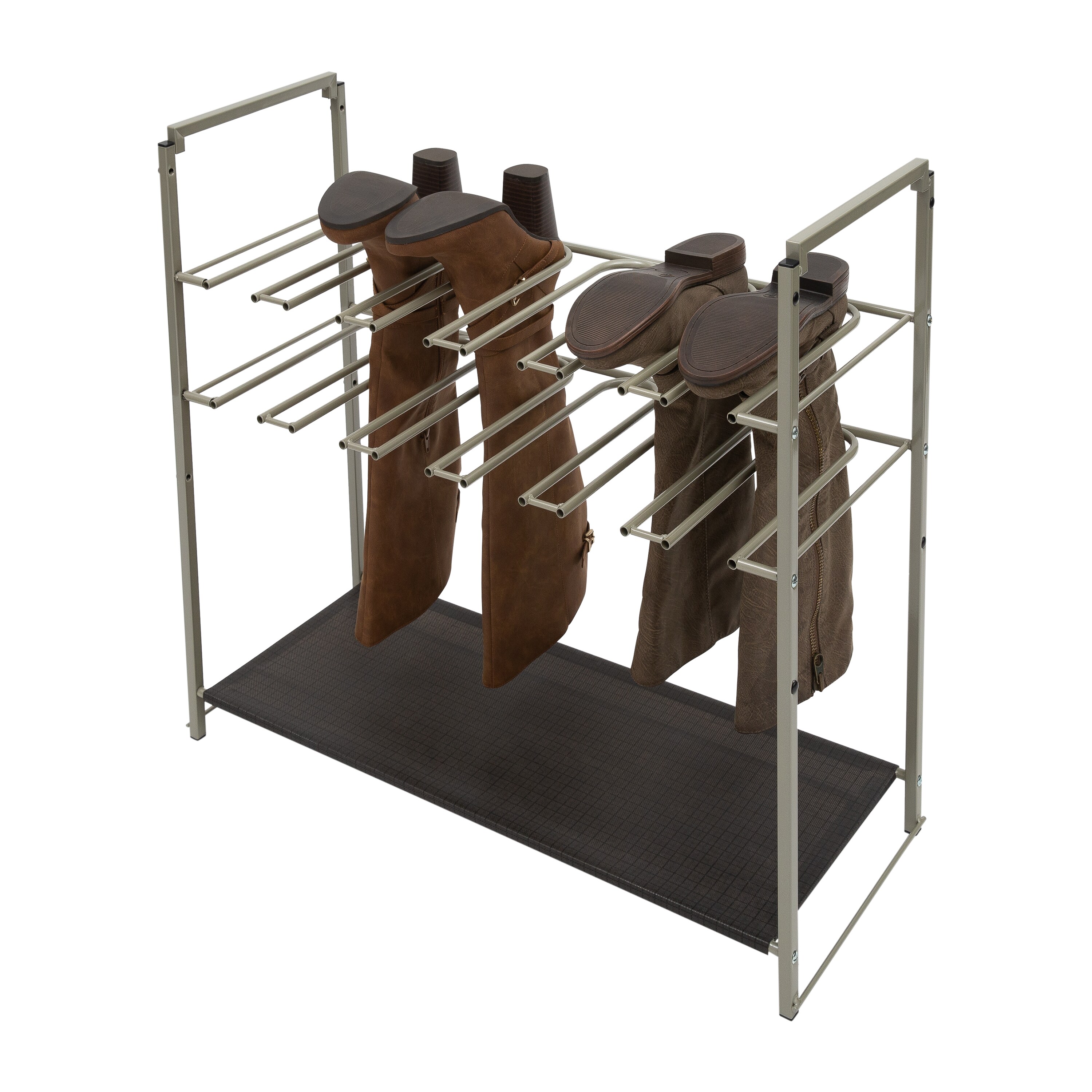 Organize It All 17.01-in H 2 Tier 6 Pair Espresso Metal Shoe Rack