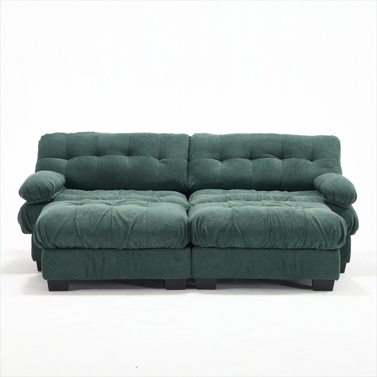 SunJet U-Shape 6-Seat Modular Sectional Sofa in Green-Toned Flannelette ...