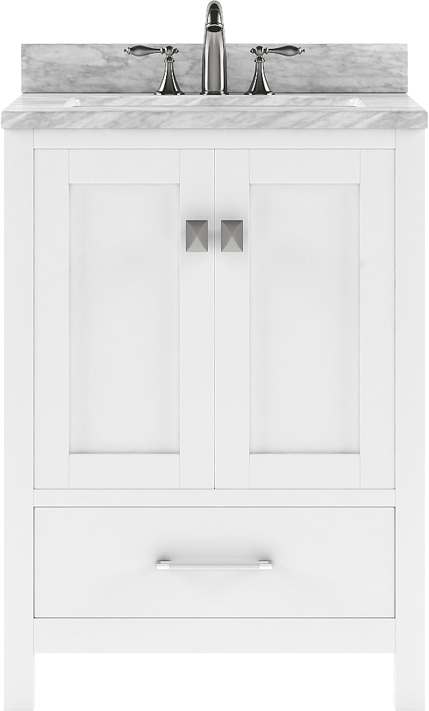 Virtu USA Caroline Avenue 24-in White Undermount Single Sink Bathroom Vanity with Italian Carrara White Marble Top (Faucet Included) -  GS50024WMSQWH002NM