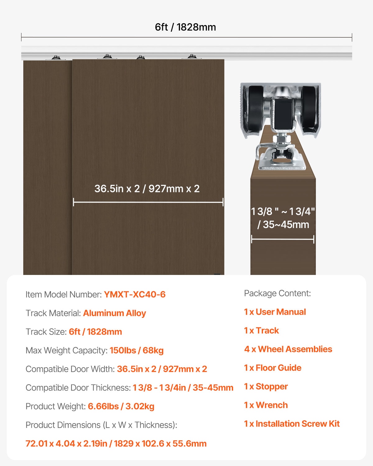 SVOPES SVOPESTLMTZTL11137V0 Sliding-Closet-Door-Track-Track-Kits - View #8