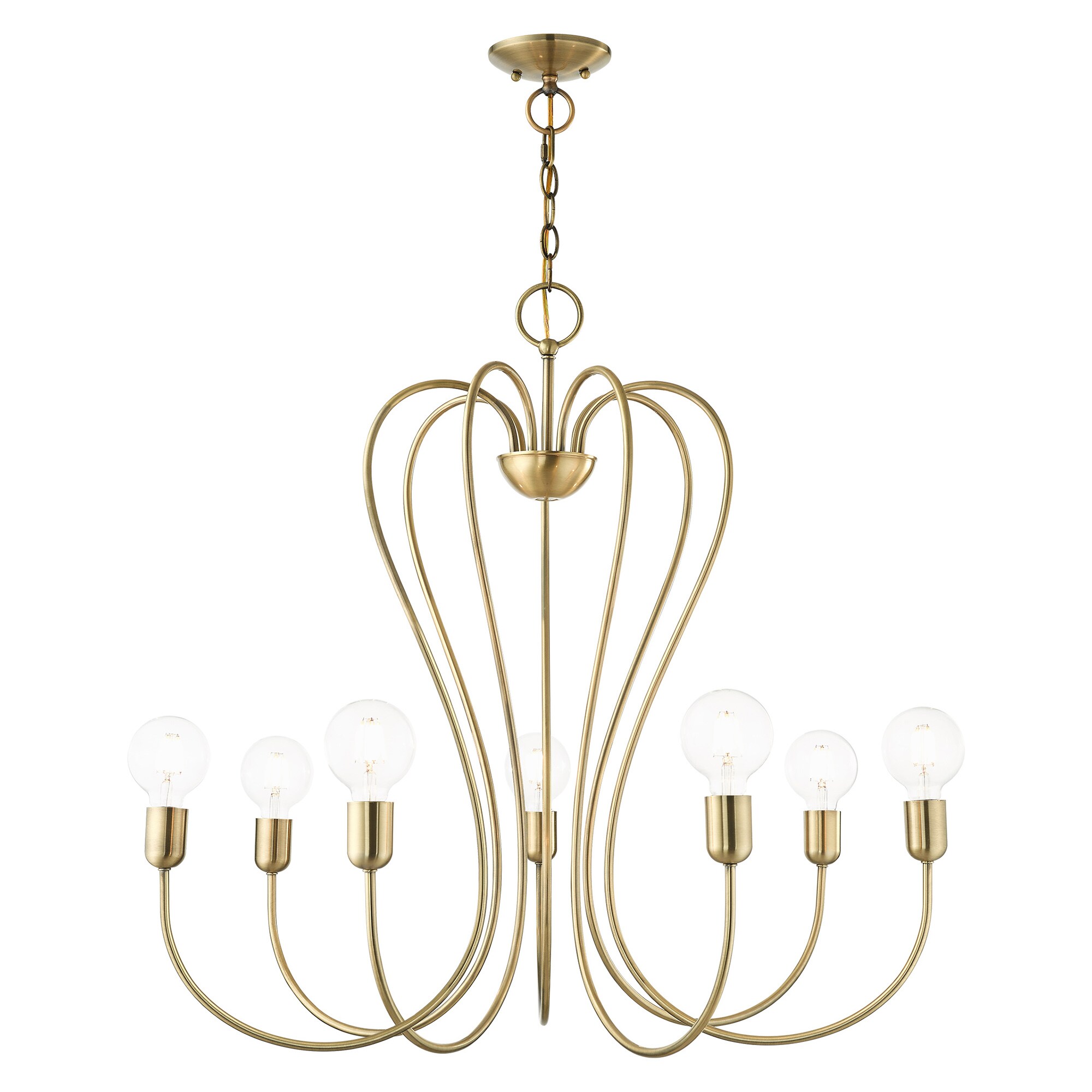 Livex Lighting 41367-01 Lucerne 7 -Light Antique Brass Traditional For Use in Bathrooms, Bedrooms, Dining Rooms, Foyers, Kitchens, Living Rooms Chandelier
