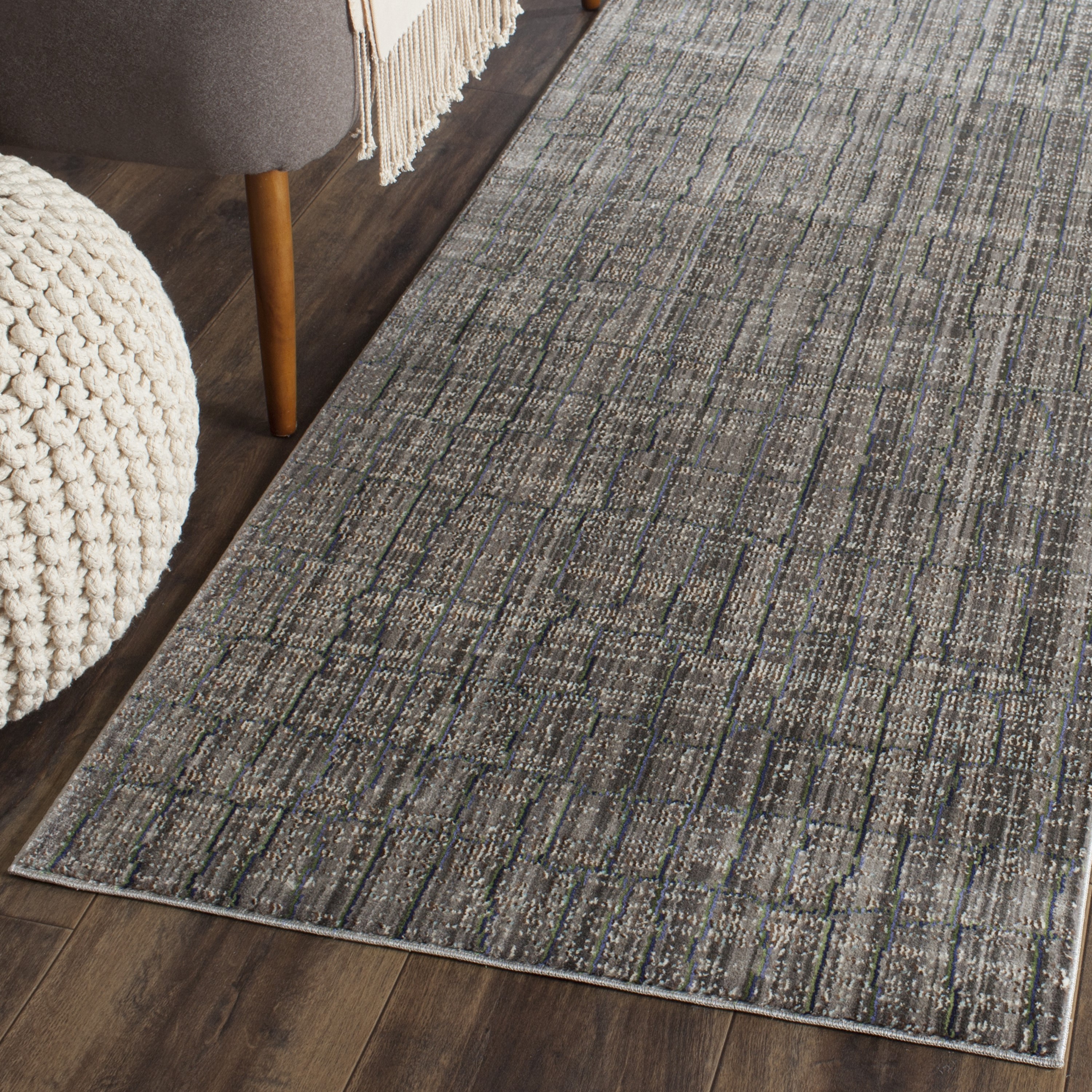 Safavieh VAL202C-212 Valencia Gretta 2 x 12 (ft) Loomed Polyester Gray/Multi Rectangular Indoor Abstract Runner rug